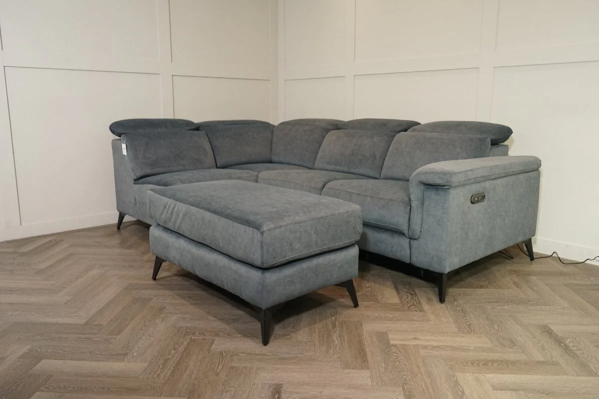 Amalfi Fabric LHF Power Reclining Corner Chaise Sofa, Atlantic Grey - Image 10