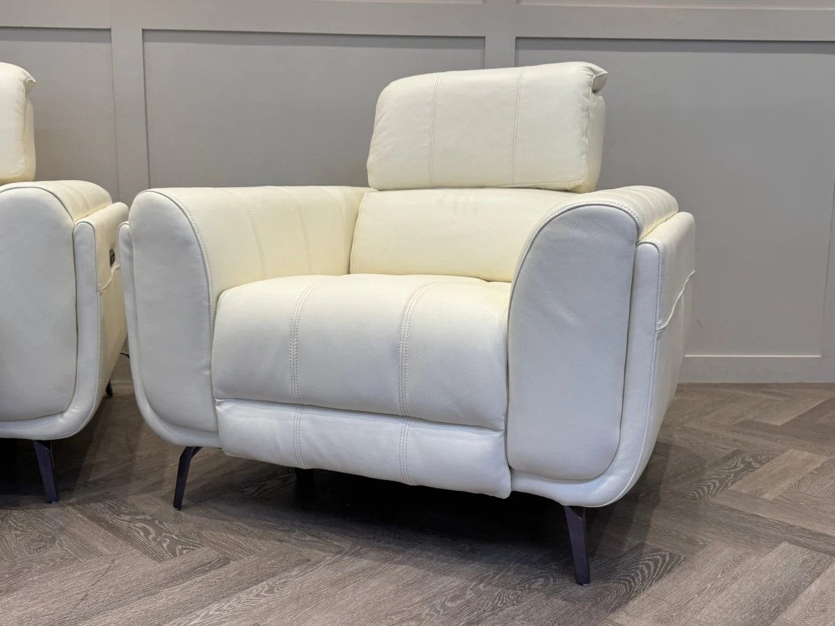 Amber 3+1+1 Seater Sofa Set, Power Recliner & Headrests, Frost Leather - Image 13