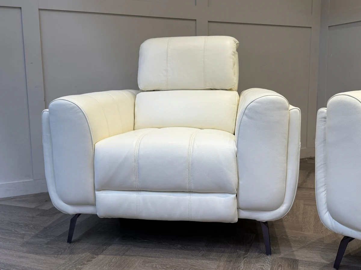 Amber 3+1+1 Seater Sofa Set, Power Recliner & Headrests, Frost Leather - Image 9