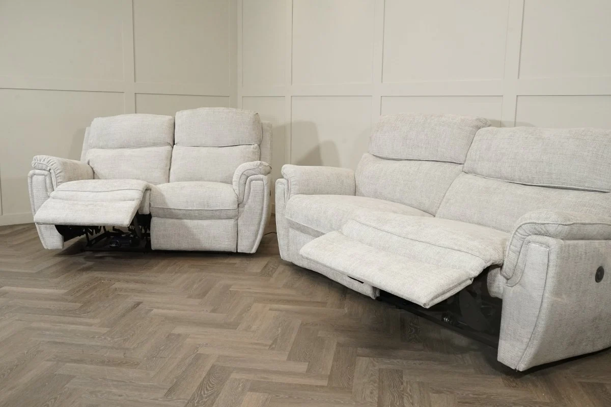 Ashbury 3+2 Seater Power Reclining Sofa Set, Hopsack Silver - Image 3