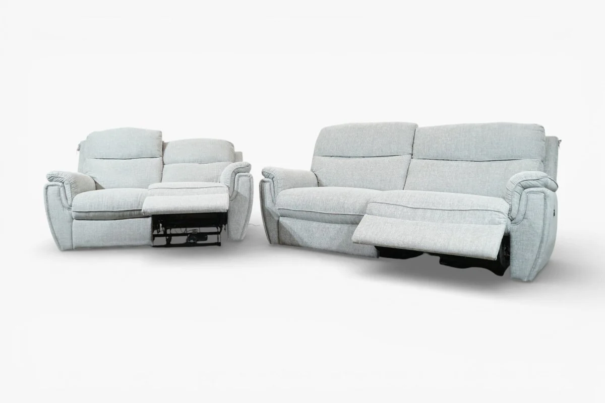Ashbury 3 & 2 Seater Power Reclining Sofa Set, Silver Weave