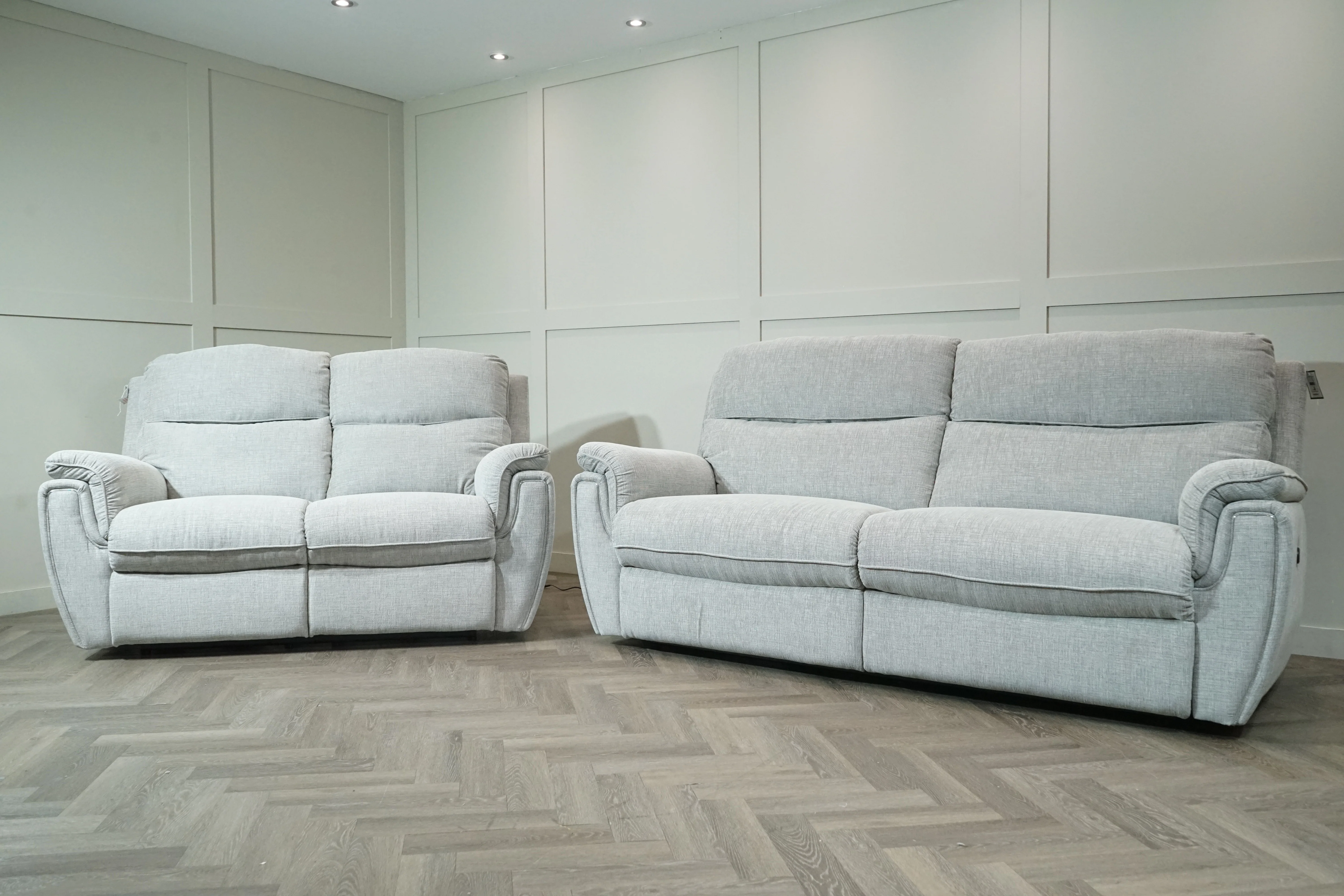 Ashbury 3 & 2 Seater Power Reclining Sofa Set, Silver Weave - Image 3