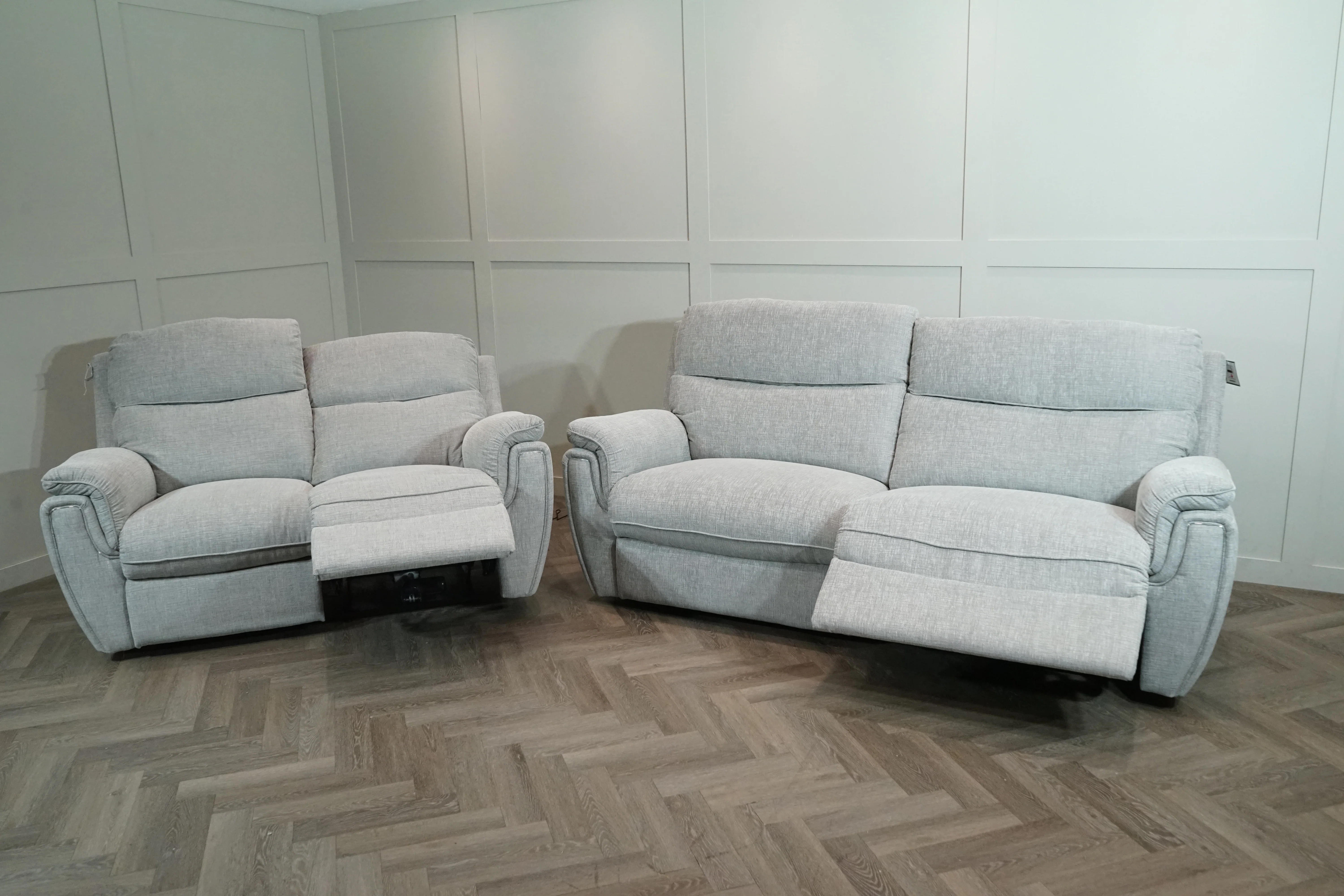 Ashbury 3 & 2 Seater Power Reclining Sofa Set, Silver Weave - Image 5