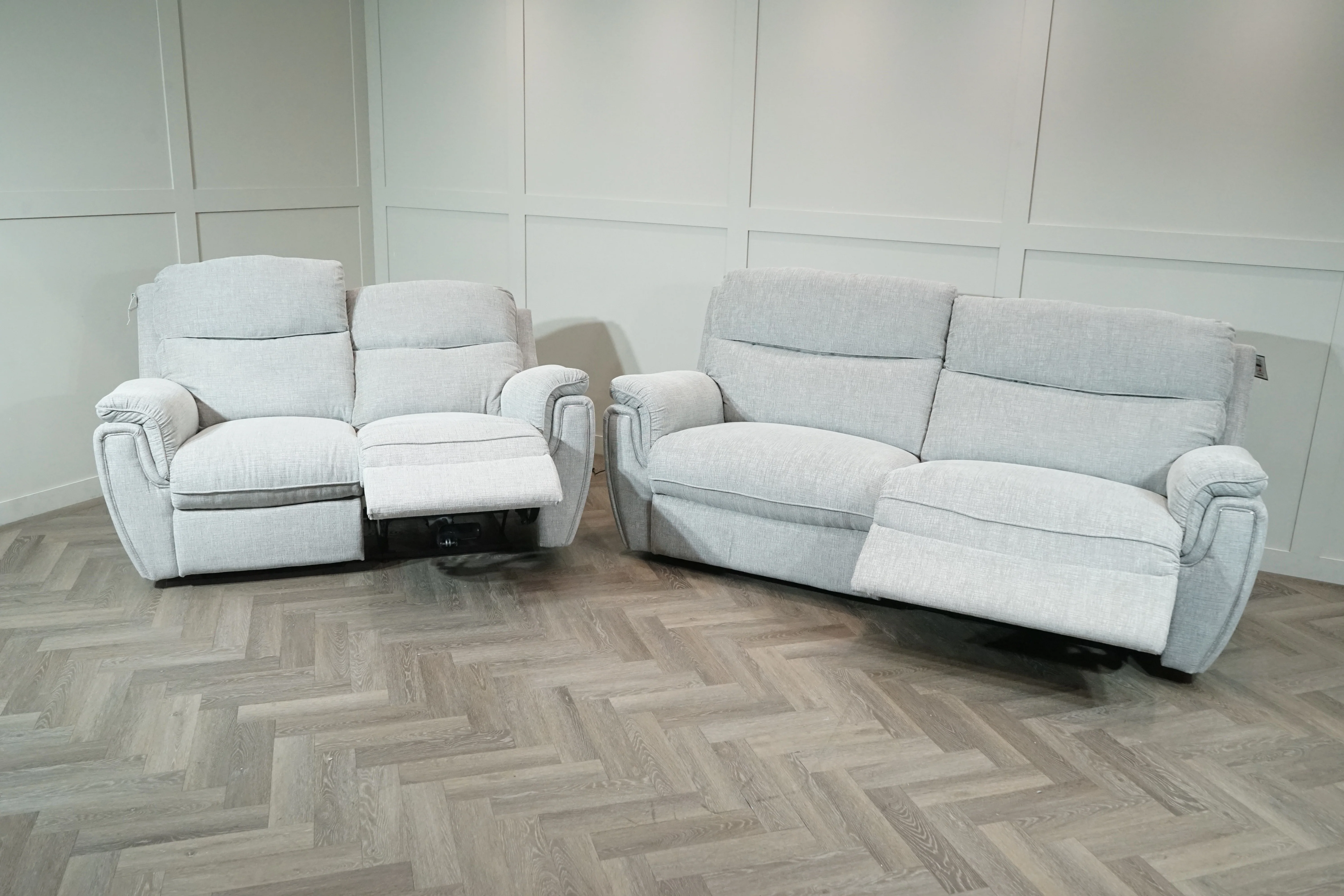 Ashbury 3 & 2 Seater Power Reclining Sofa Set, Silver Weave - Image 6