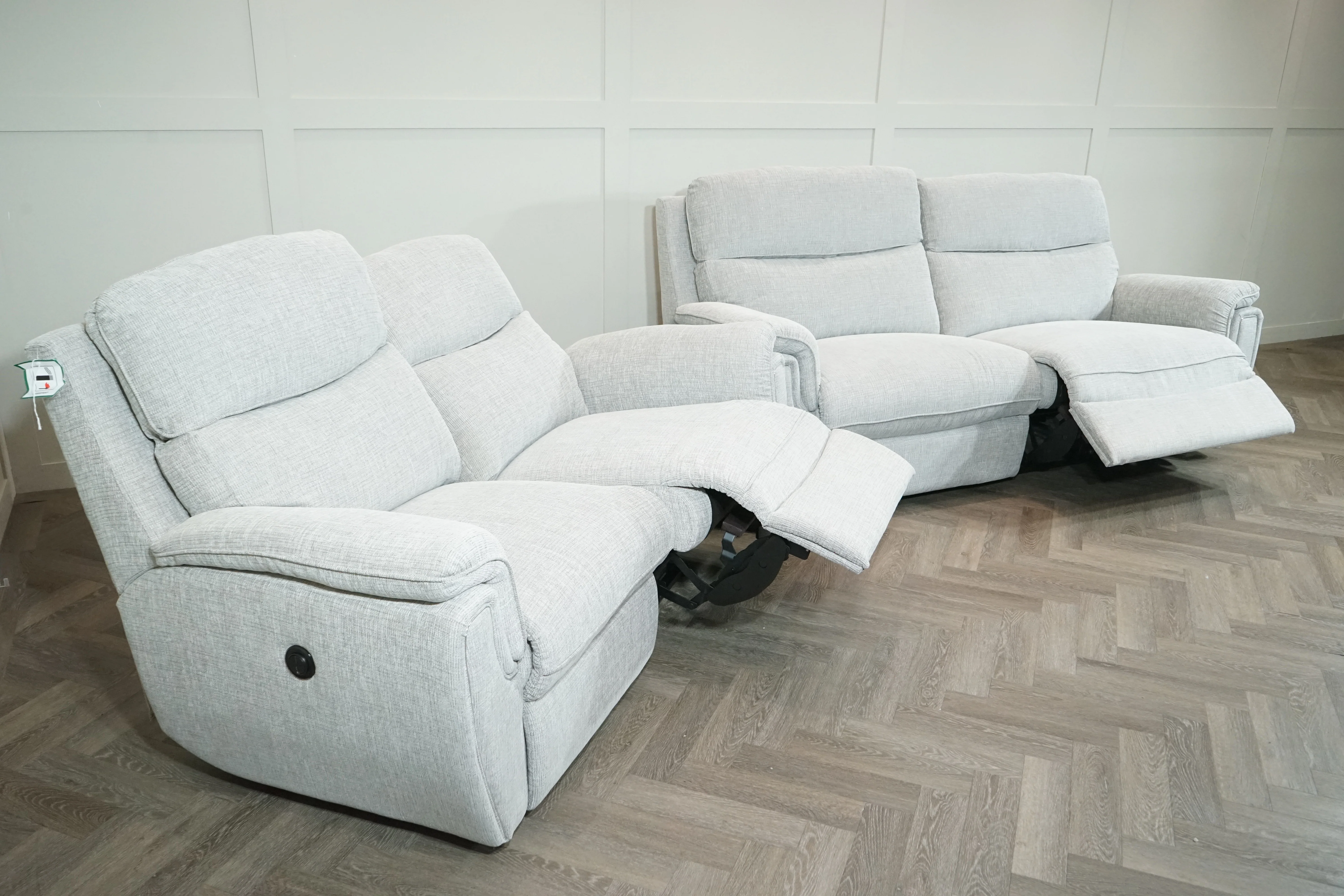 Ashbury 3 & 2 Seater Power Reclining Sofa Set, Silver Weave - Image 7