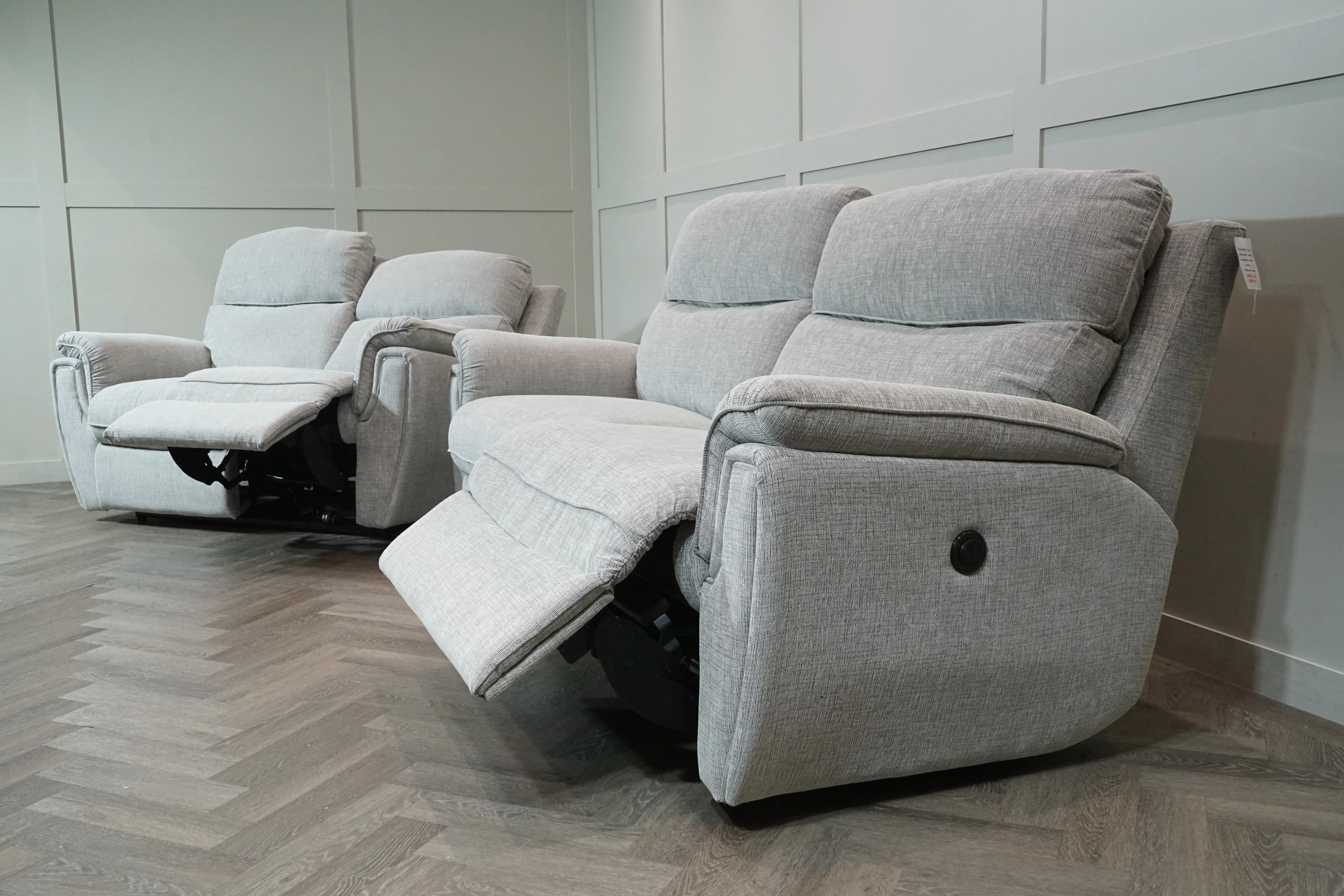 Ashbury 3 & 2 Seater Power Reclining Sofa Set, Silver Weave - Image 8