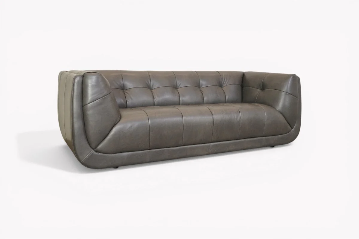 At The Helm Leo Large 3 Seater Leather Sofa, Advent Gorge Grey