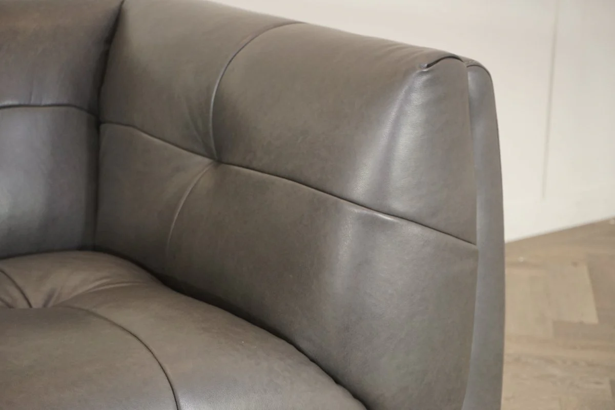At The Helm Leo Large 3 Seater Leather Sofa, Advent Gorge Grey - Image 4