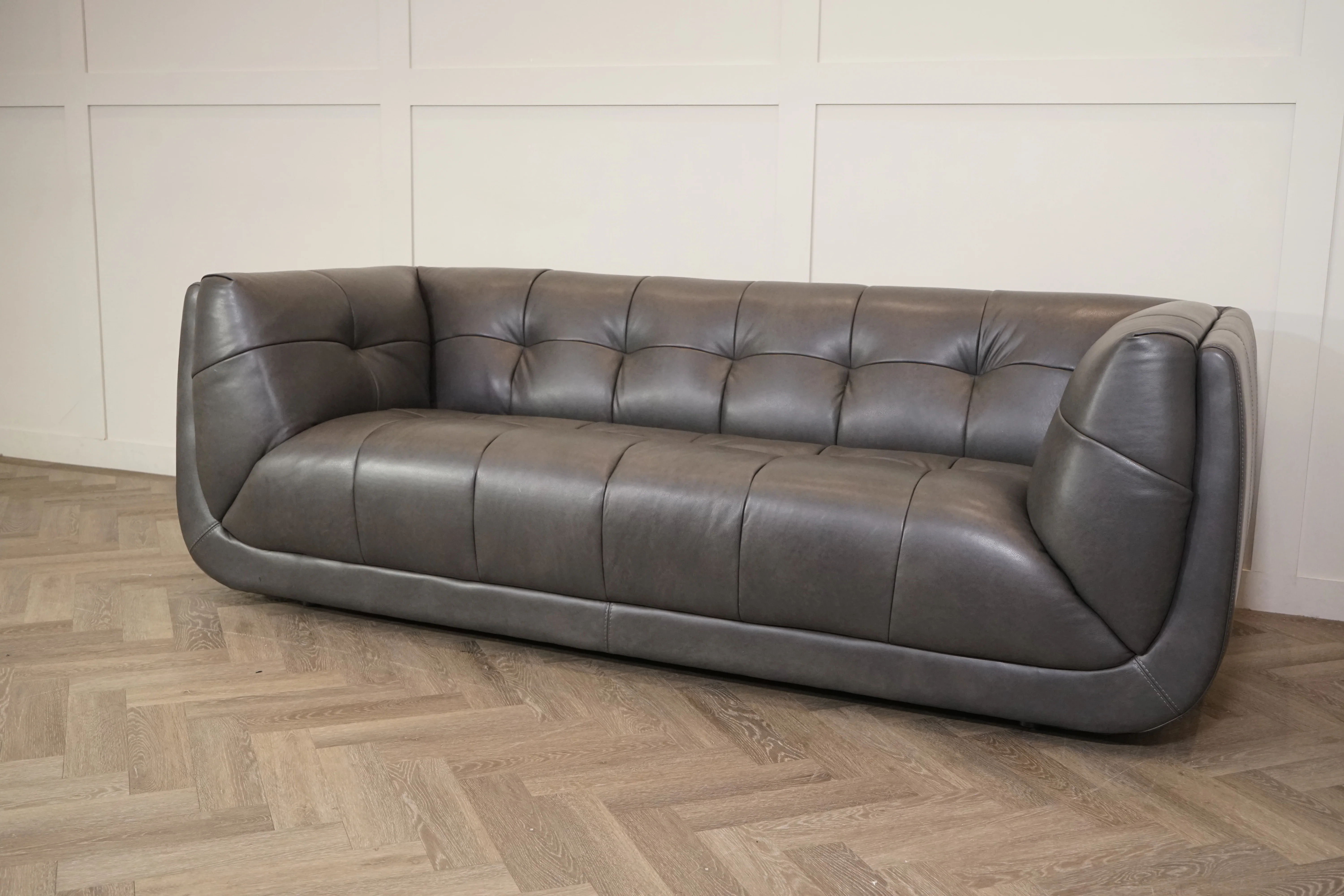 At The Helm Leo Large 3 Seater Leather Sofa, Advent Gorge Grey - Image 7