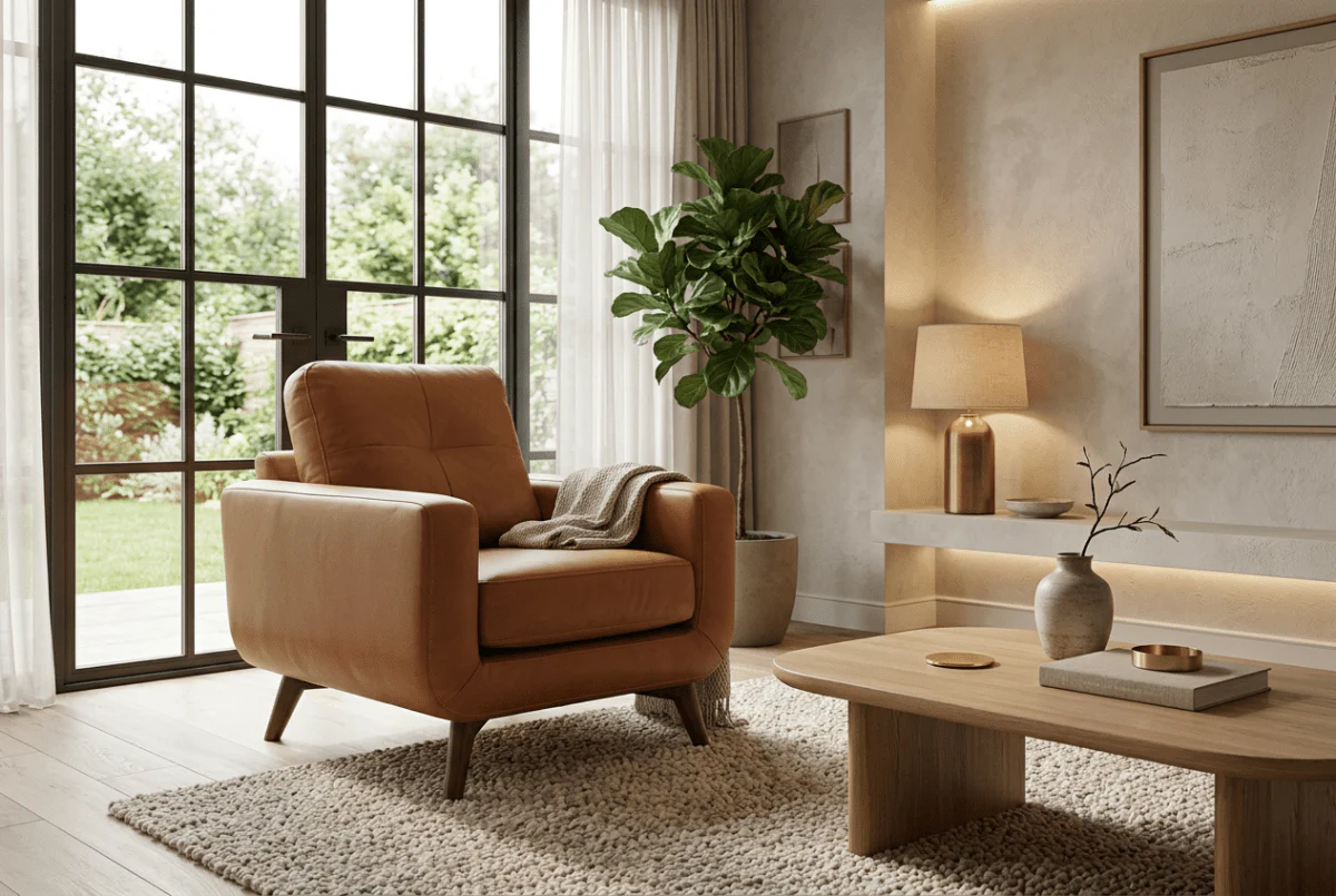 Barbican Leather Armchair, Premium Caramel - Image 2