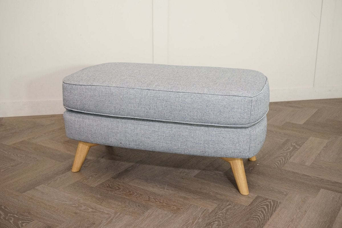Barbican Rectangular Footstool, Aquaclean Aston Blue - Image 5
