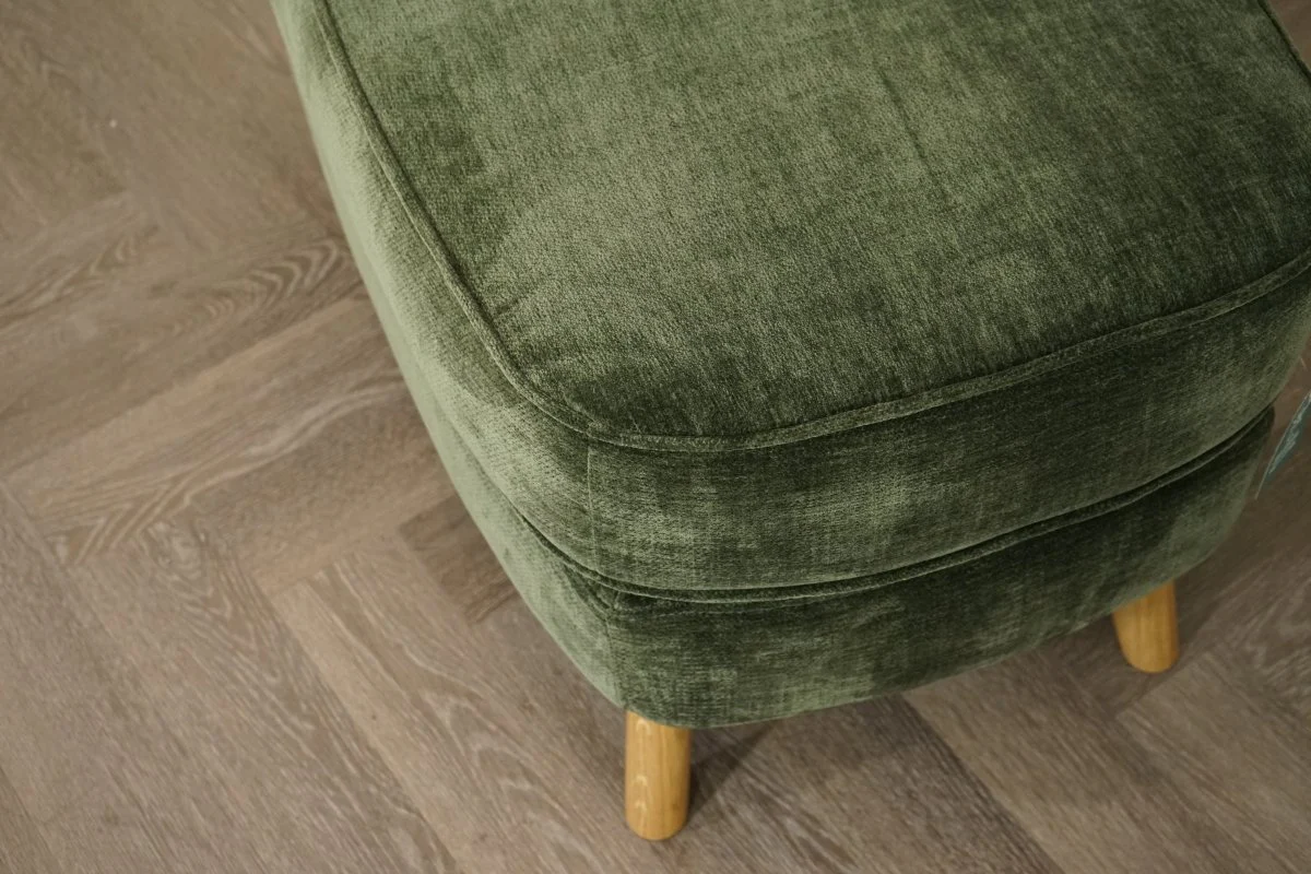 Barbican Rectangular Footstool, Plush Chenille Moss Green - Image 4