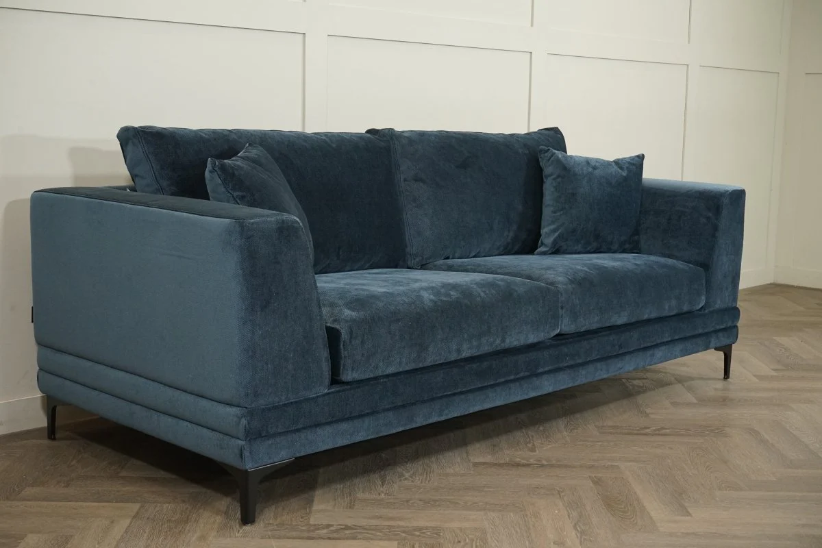 Belvedere Large 3 Seater Fabric Sofa, Chunky Chenille Navy - Image 3