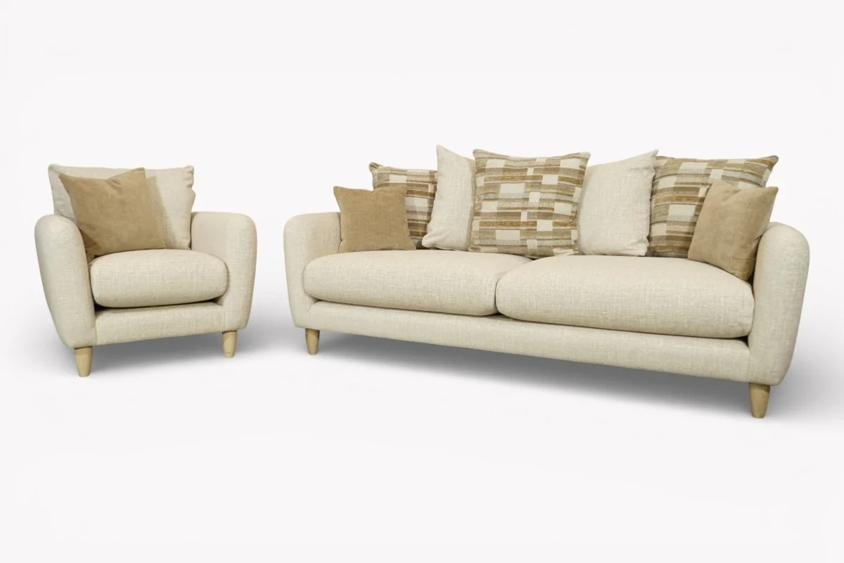 Boss Fabric 3 Seater Scatter Back Sofa & Armchair, Combination Mix Latte