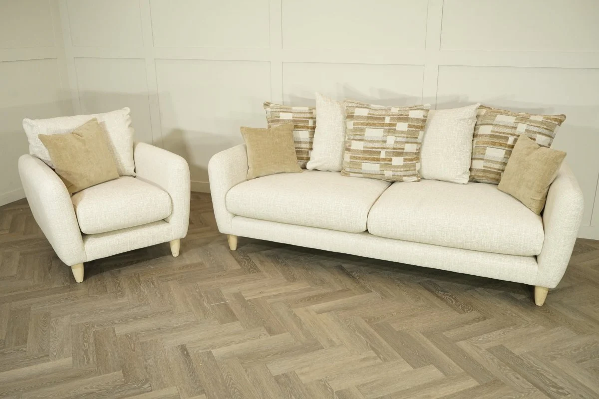 Boss Fabric 3 Seater Scatter Back Sofa & Armchair, Combination Mix Latte - Image 11