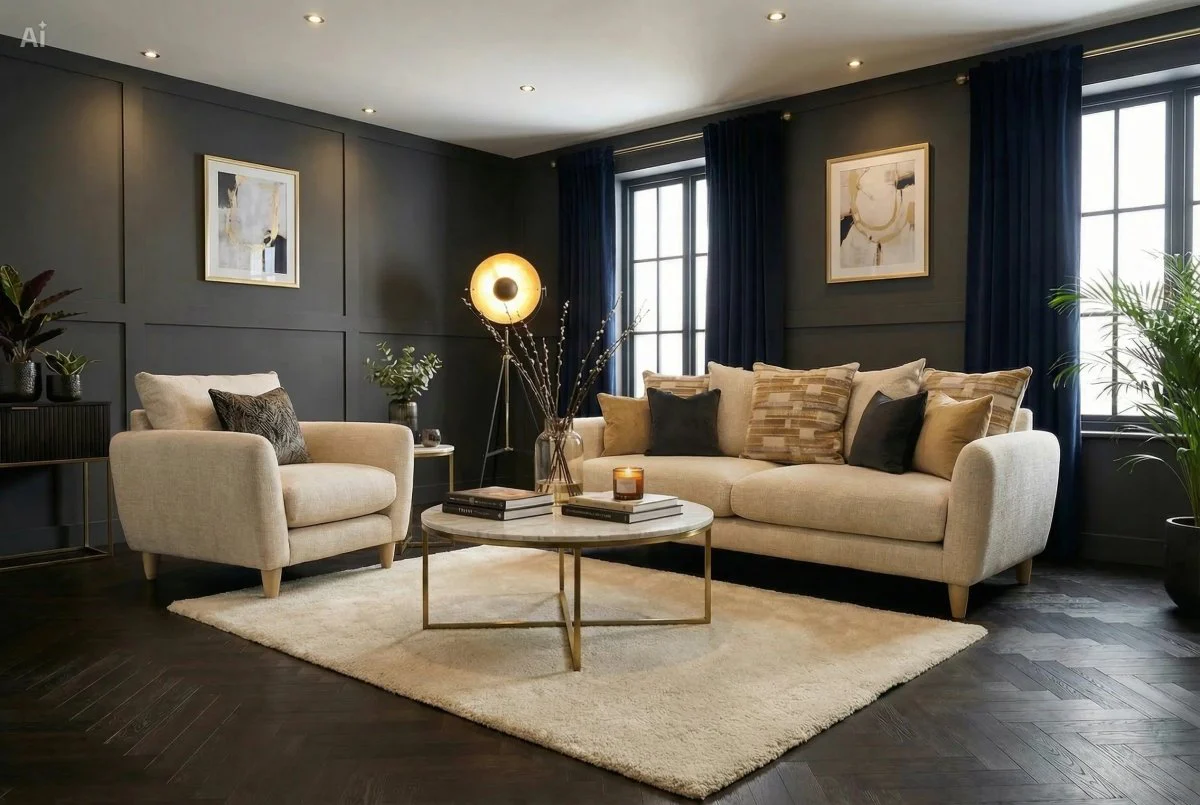 Boss Fabric 3 Seater Scatter Back Sofa & Armchair, Combination Mix Latte - Image 2