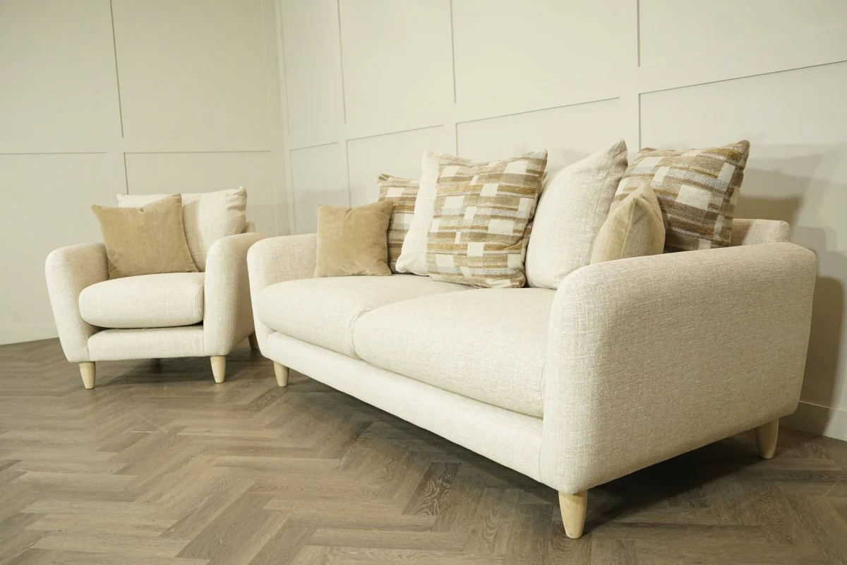 Boss Fabric 3 Seater Scatter Back Sofa & Armchair, Combination Mix Latte - Image 6