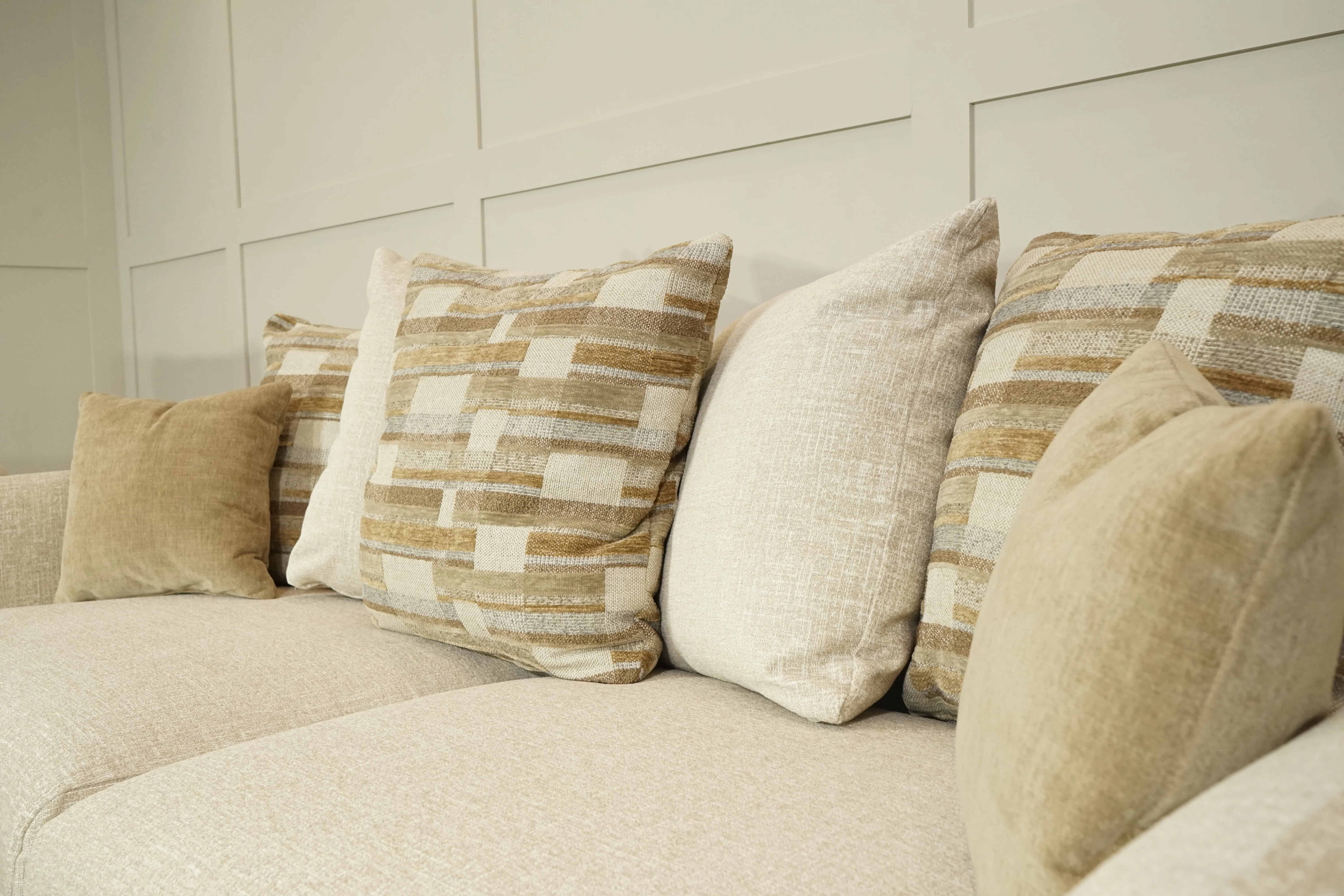 Boss Fabric 3 Seater Scatter Back Sofa & Armchair, Combination Mix Latte - Image 7