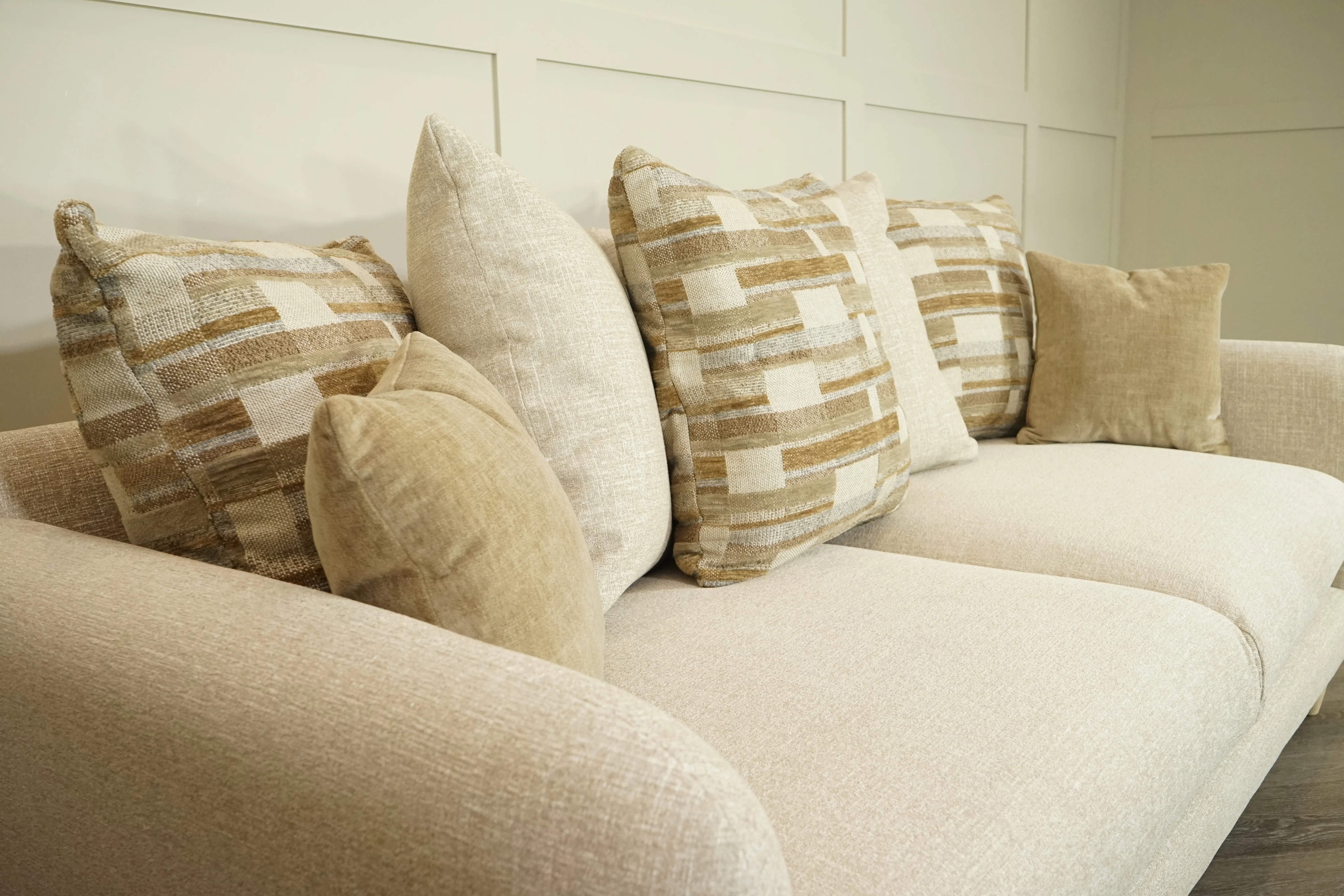 Boss Fabric 3 Seater Scatter Back Sofa & Armchair, Combination Mix Latte - Image 9