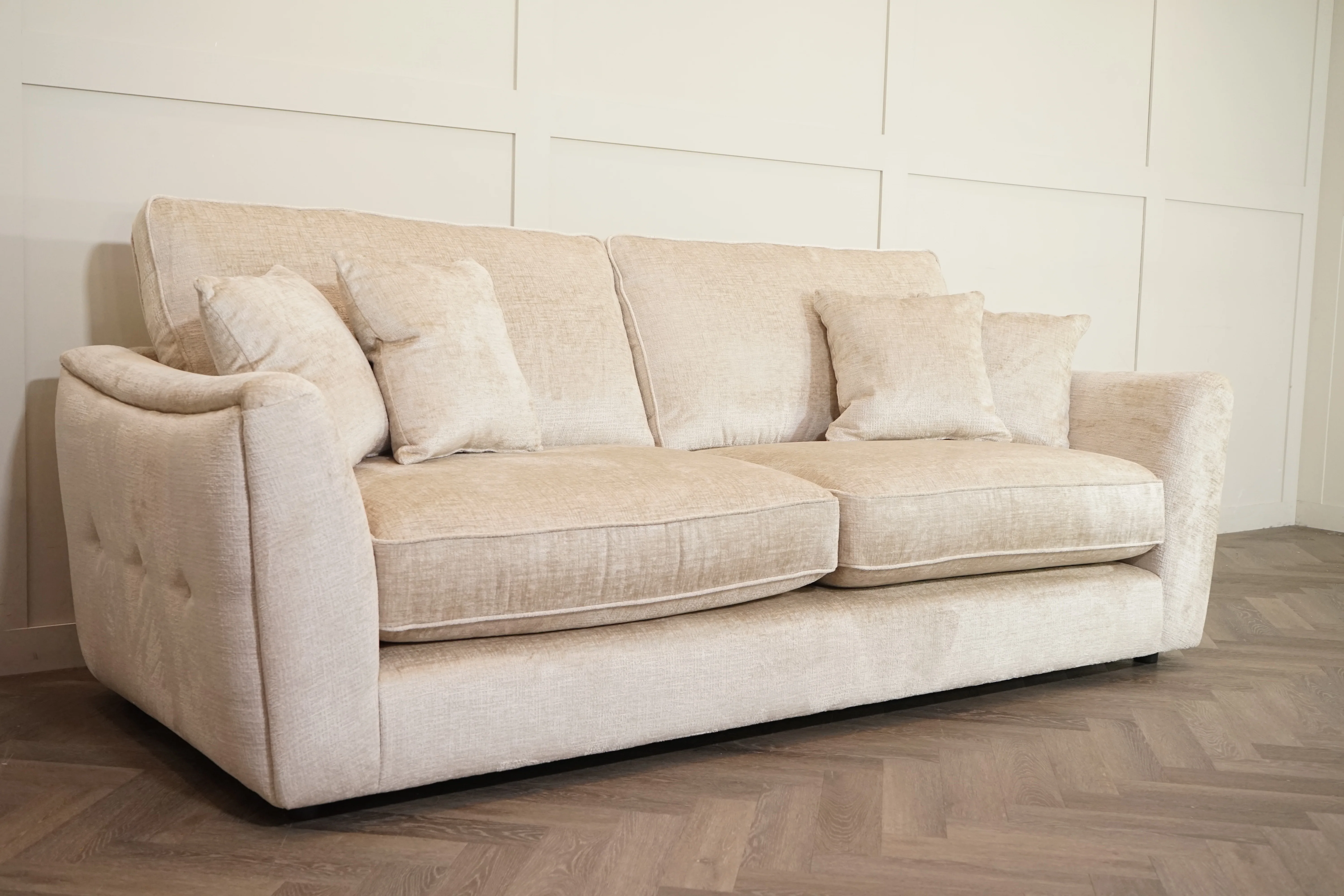 Boujee Fabric Grand 4 Seater Sofa, Lustro Biscuit - Image 3
