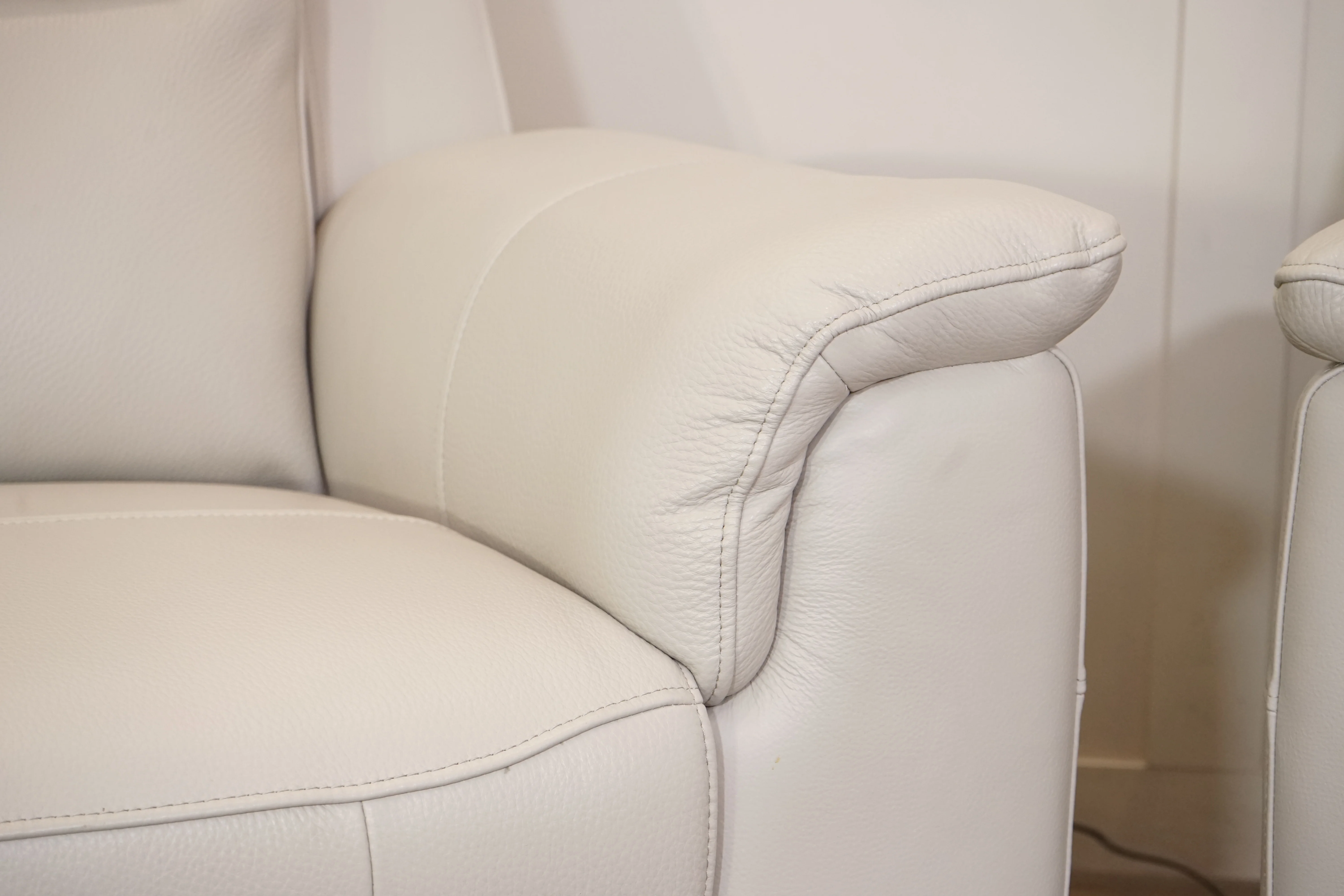 Brodie 2+2 Seater Leather Sofas, Club Light Grey - Image 5