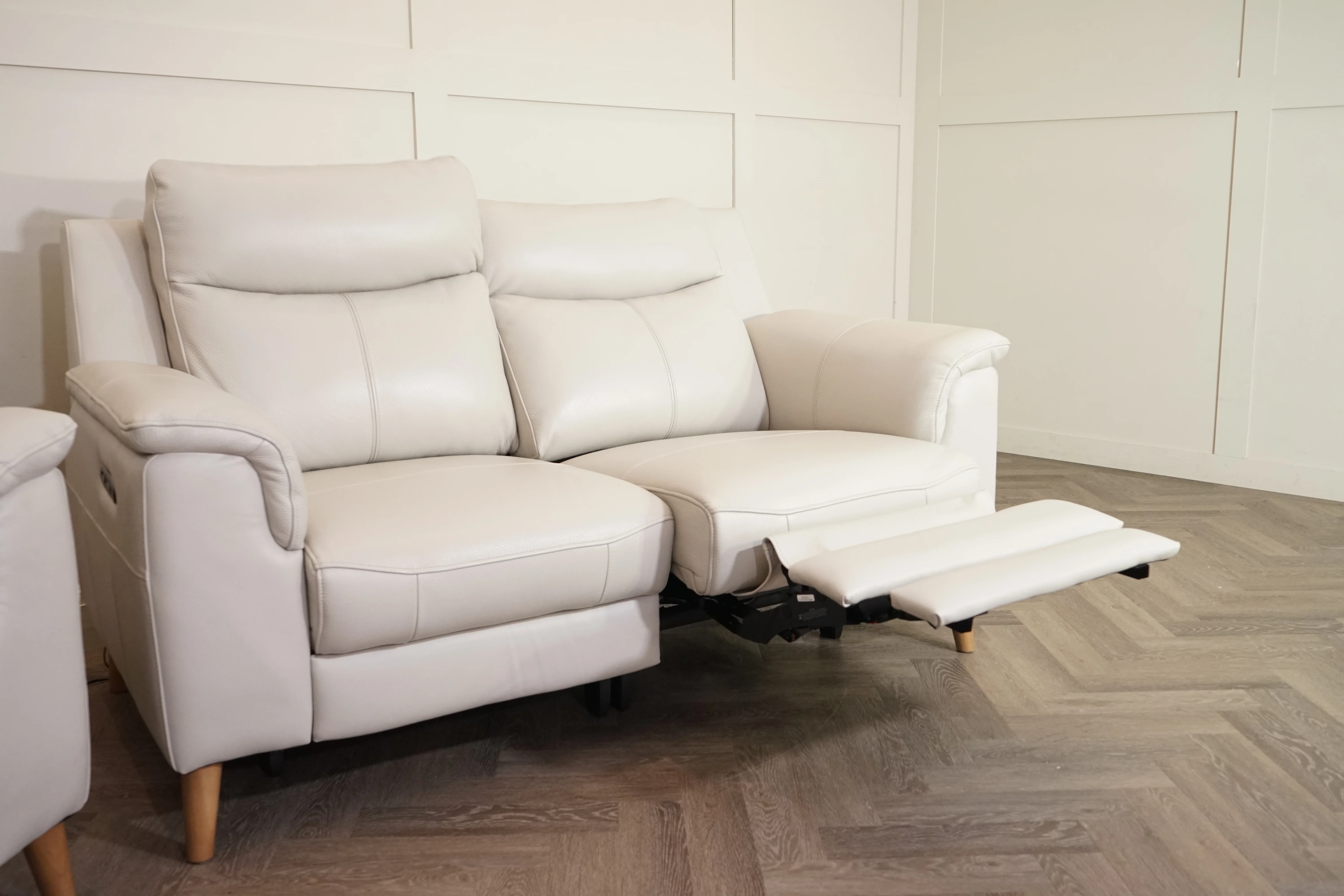 Brodie 2+2 Seater Leather Sofas, Club Light Grey - Image 8