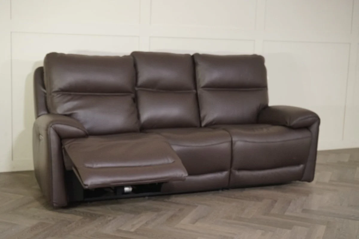 Caldbeck 3 Seater Power Recliner Sofa, Head Tilt, Lumbar & Heat, Coffee Brown - Image 4