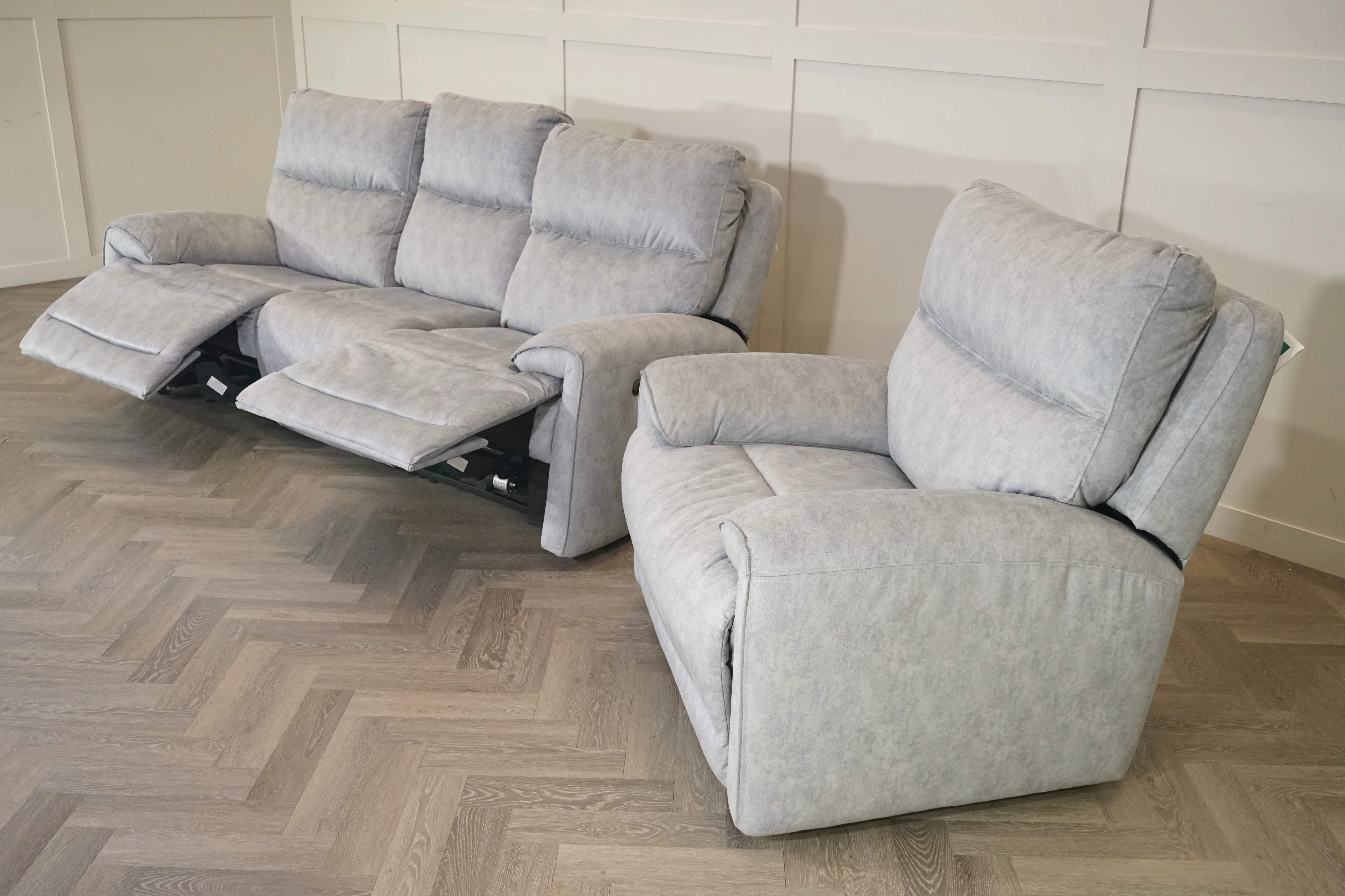 Caldbeck Fabric 3 Seater Power Recliner Sofa & Static Armchair, Artemisia Grey - Image 13