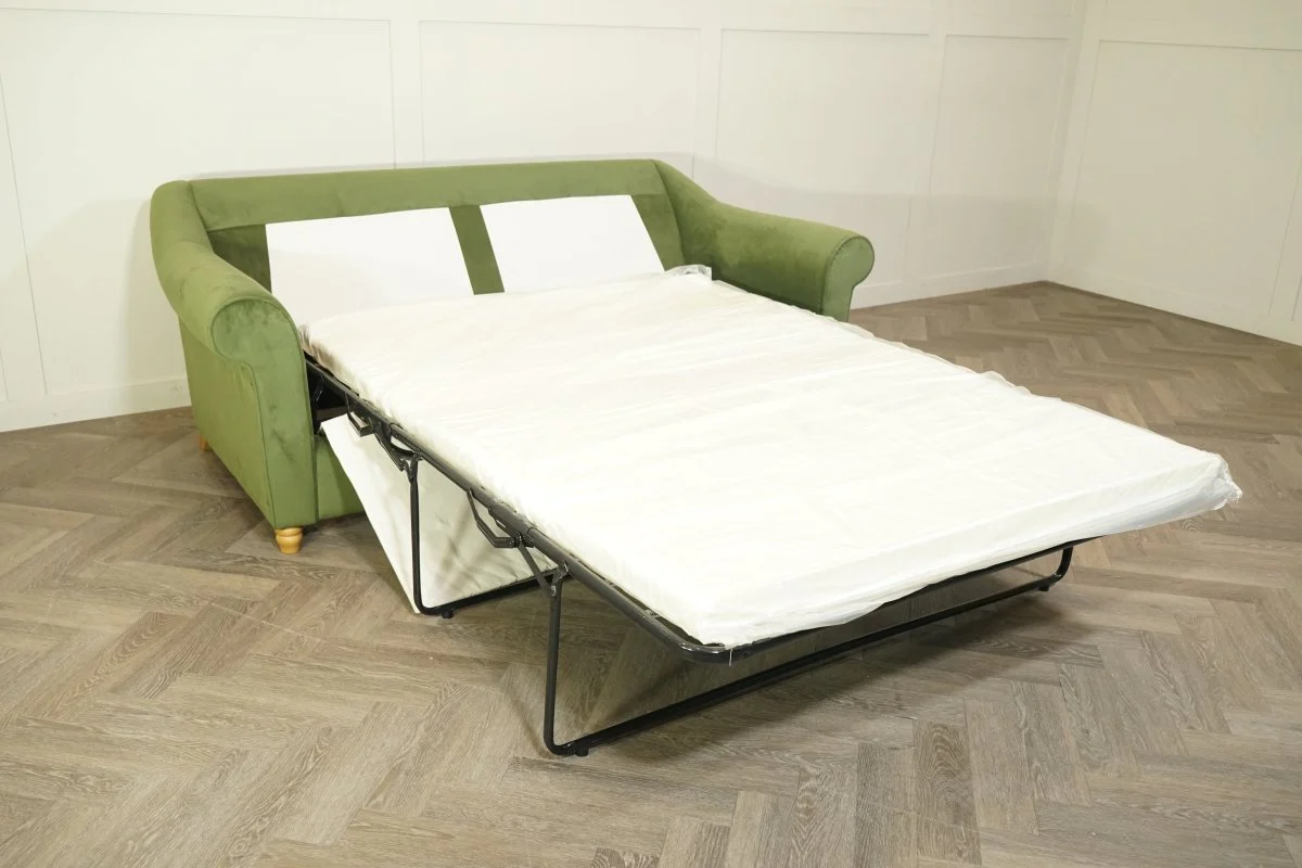 Camber Double Sofa Bed, Plush Velvet Olive Green - Image 3