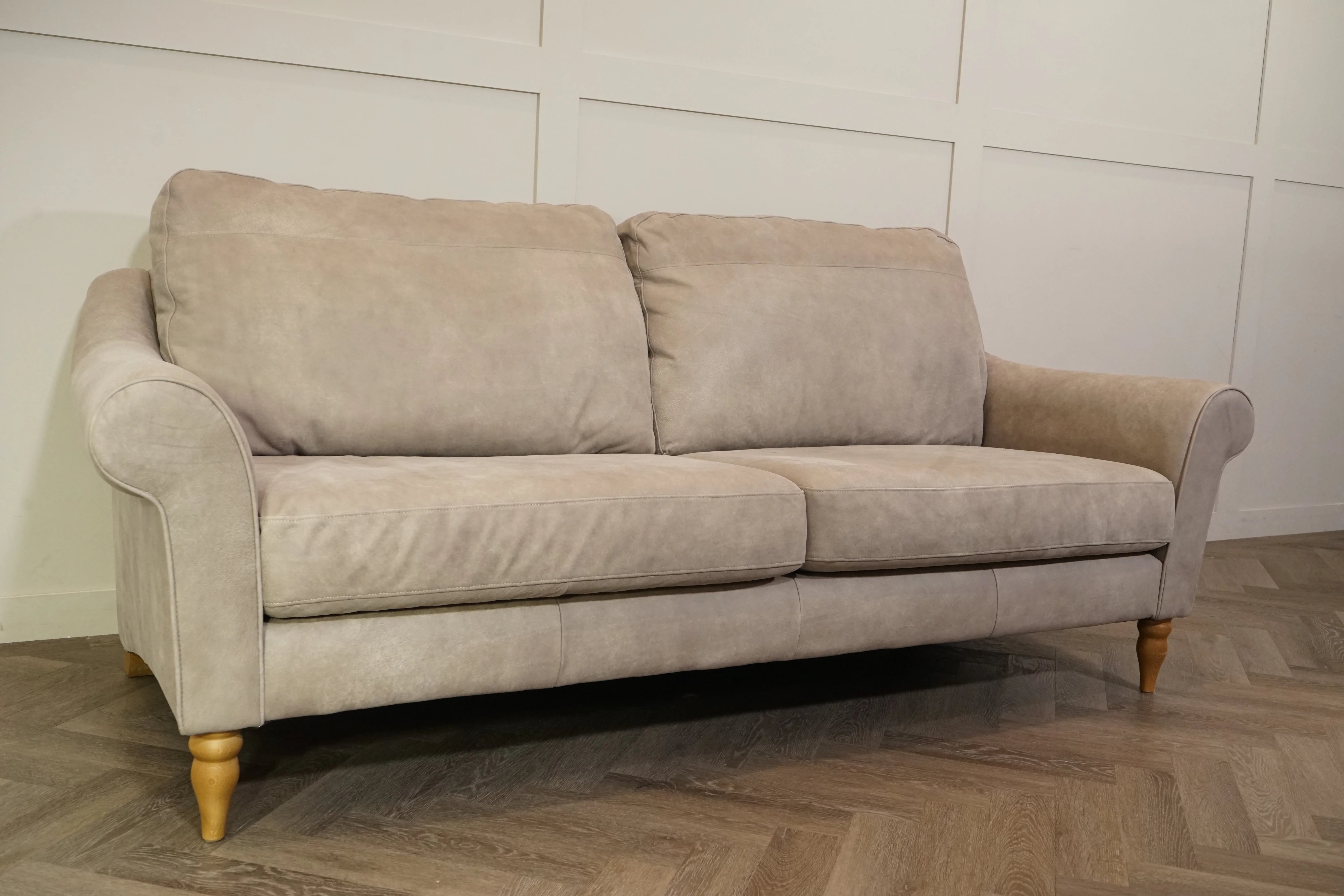 Camber Grand 4 Seater Leather Sofa, Demetra Grey - Image 4