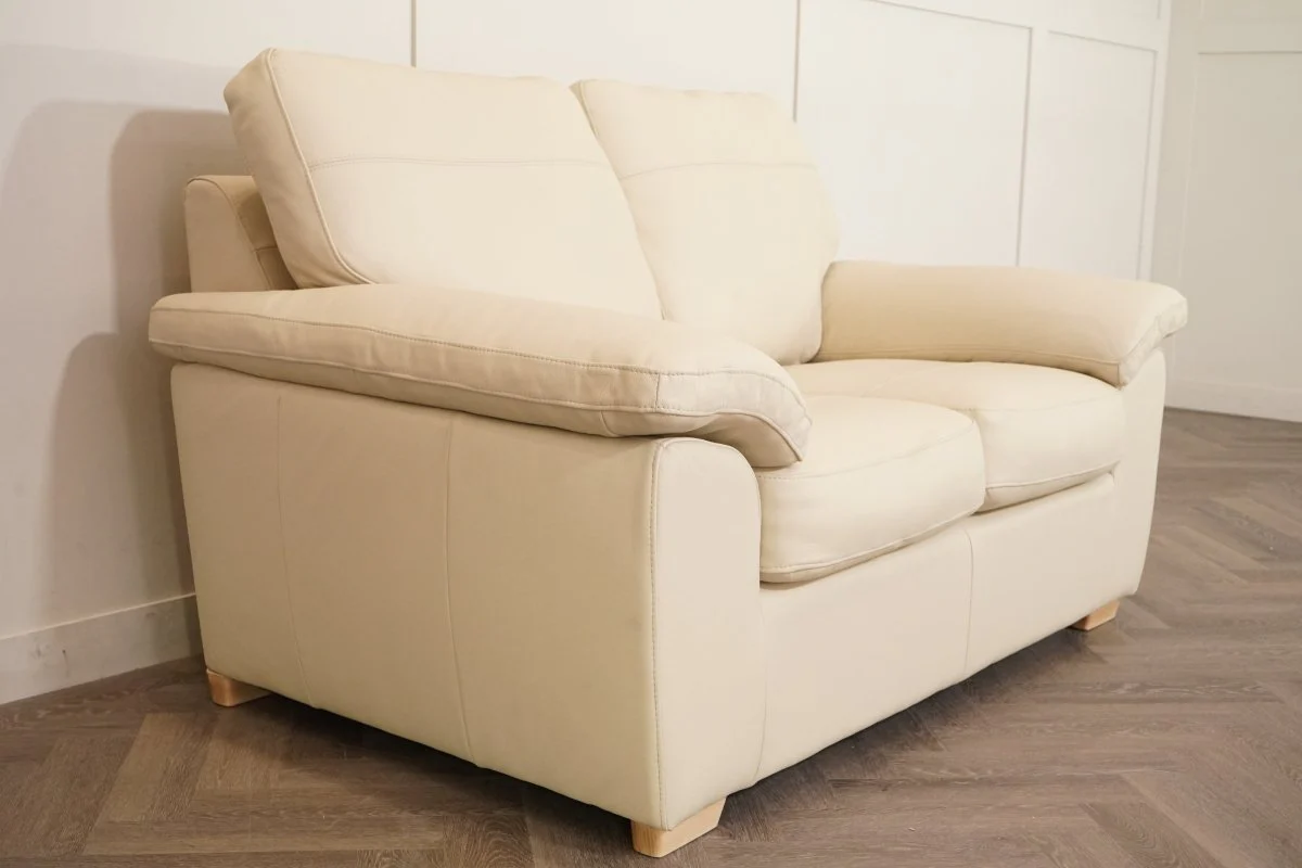 Camden Small 2 Seater Leather Sofa, Matt Pearl - Image 7
