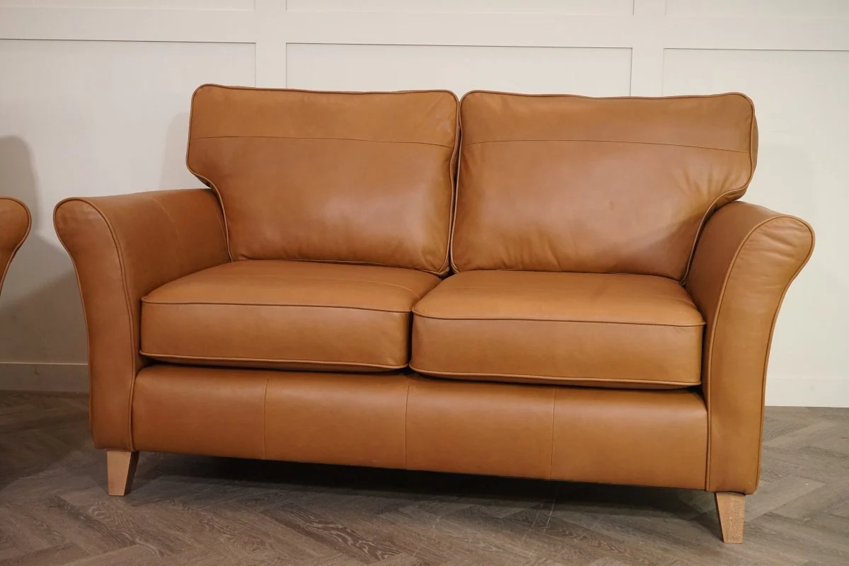Charlotte II Leather 2 Seater Sofa & Armchair, Premium Caramel - Image 4