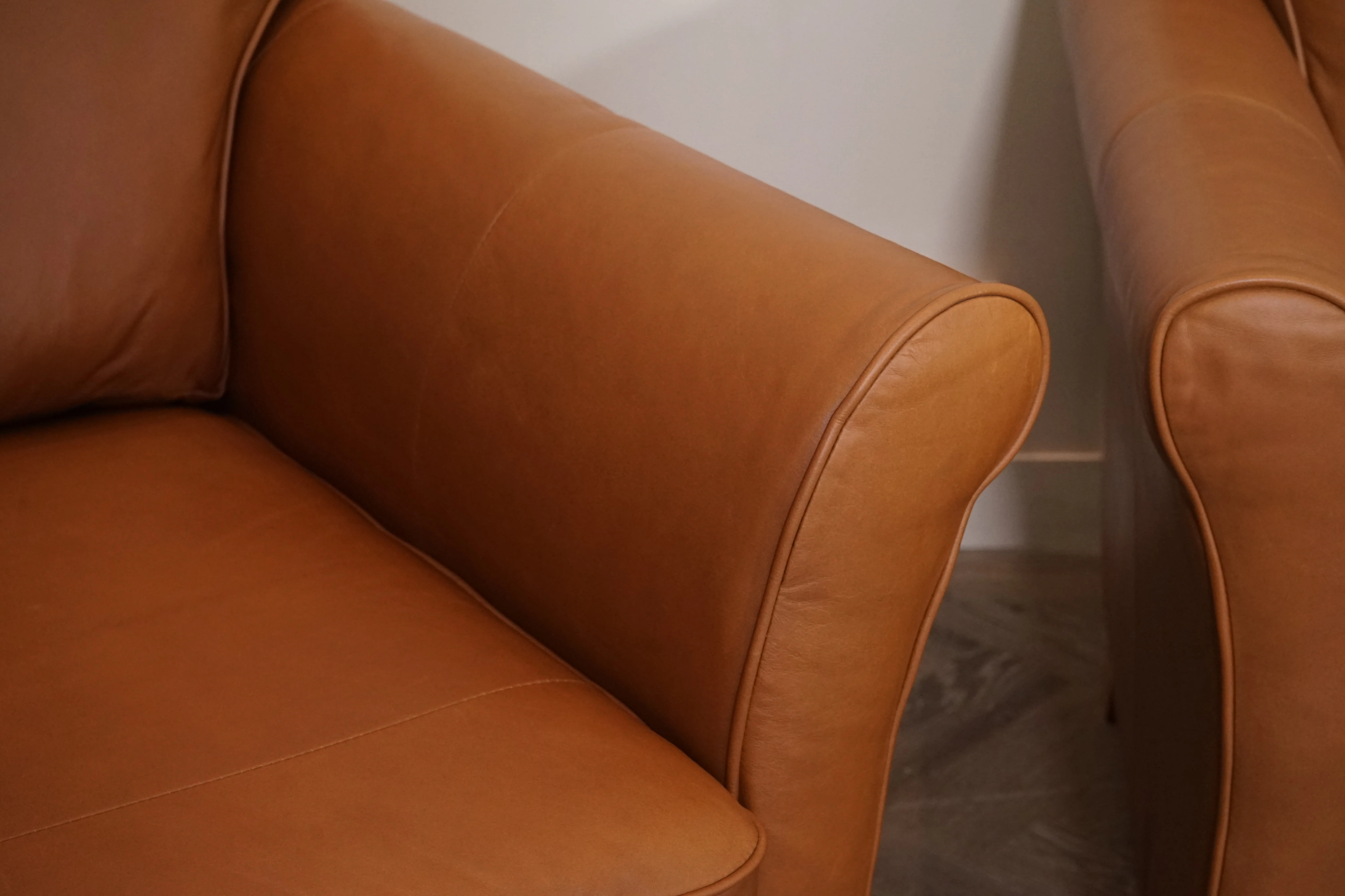 Charlotte II Leather 2 Seater Sofa & Armchair, Premium Caramel - Image 5