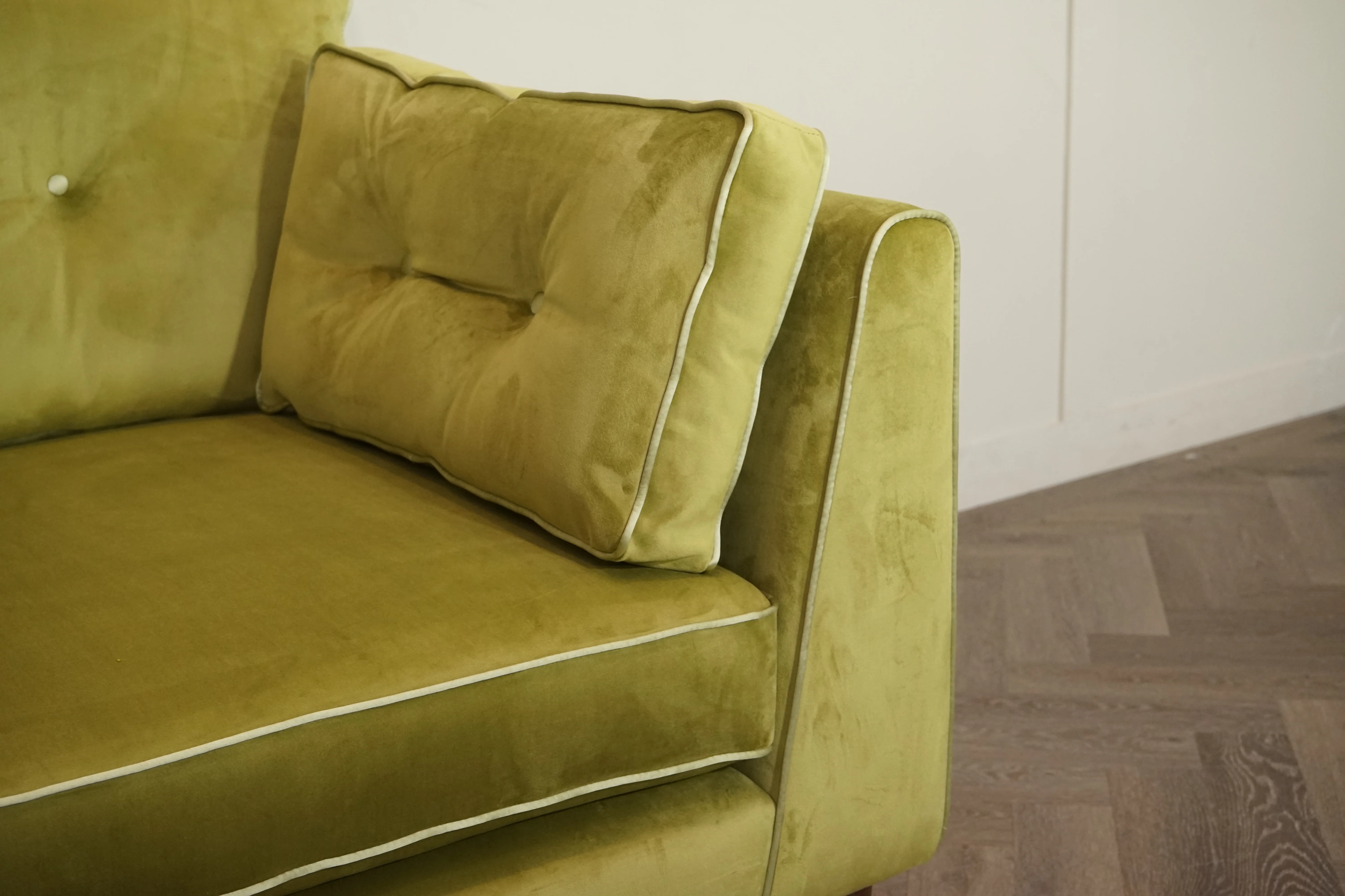 Century 4 Seater Sofa, Smooth Plush Olive - Image 5