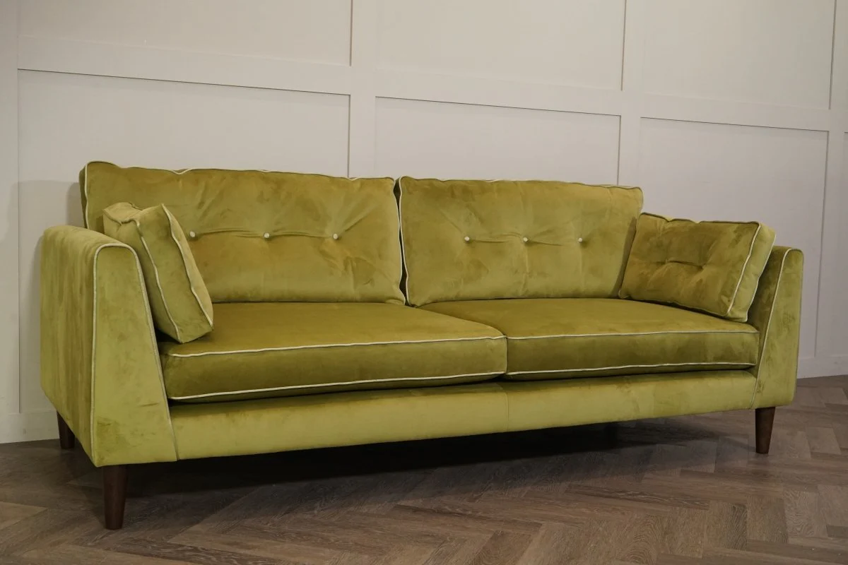 Century 4 Seater Sofa, Smooth Plush Olive - Image 6
