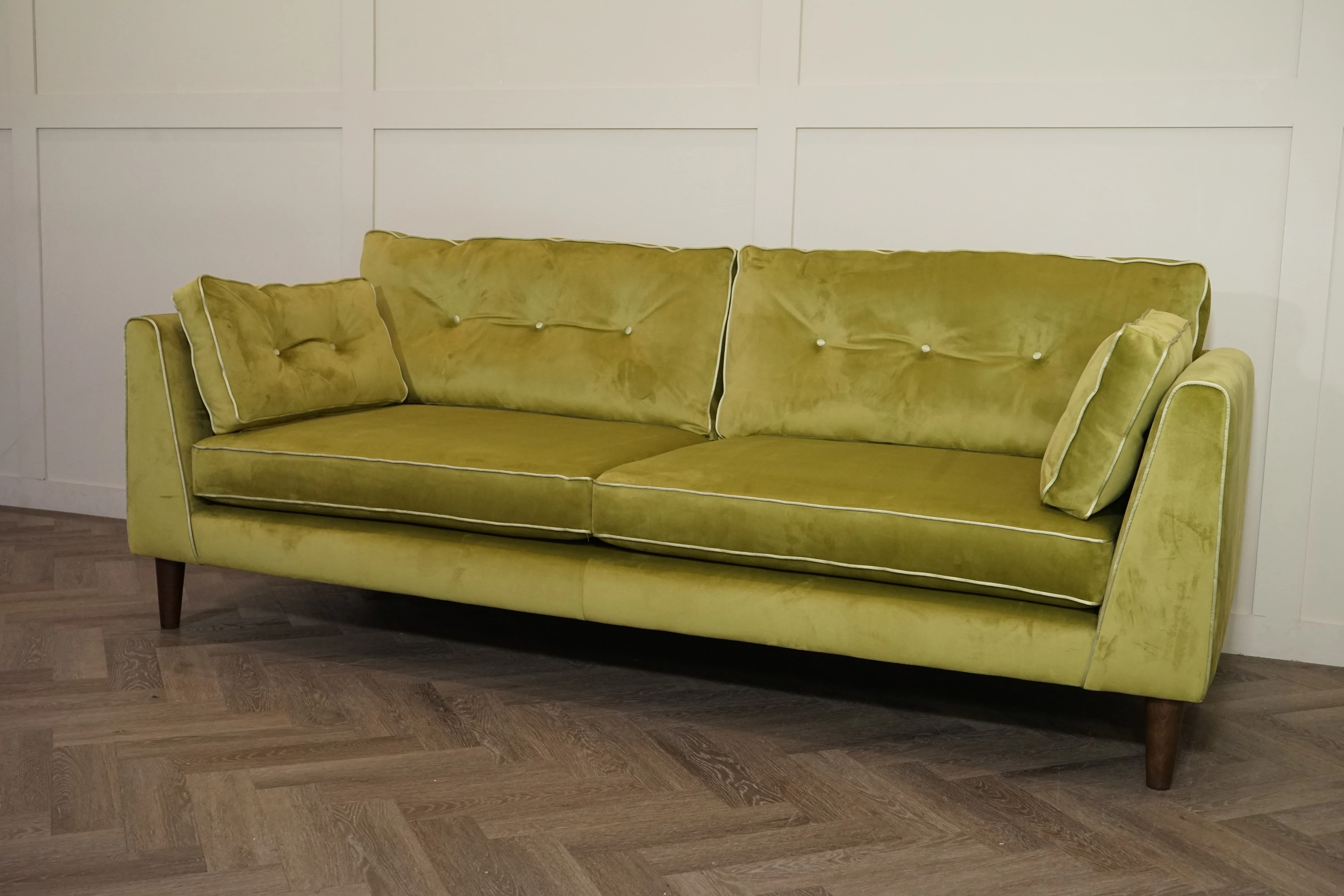 Century 4 Seater Sofa, Smooth Plush Olive - Image 8
