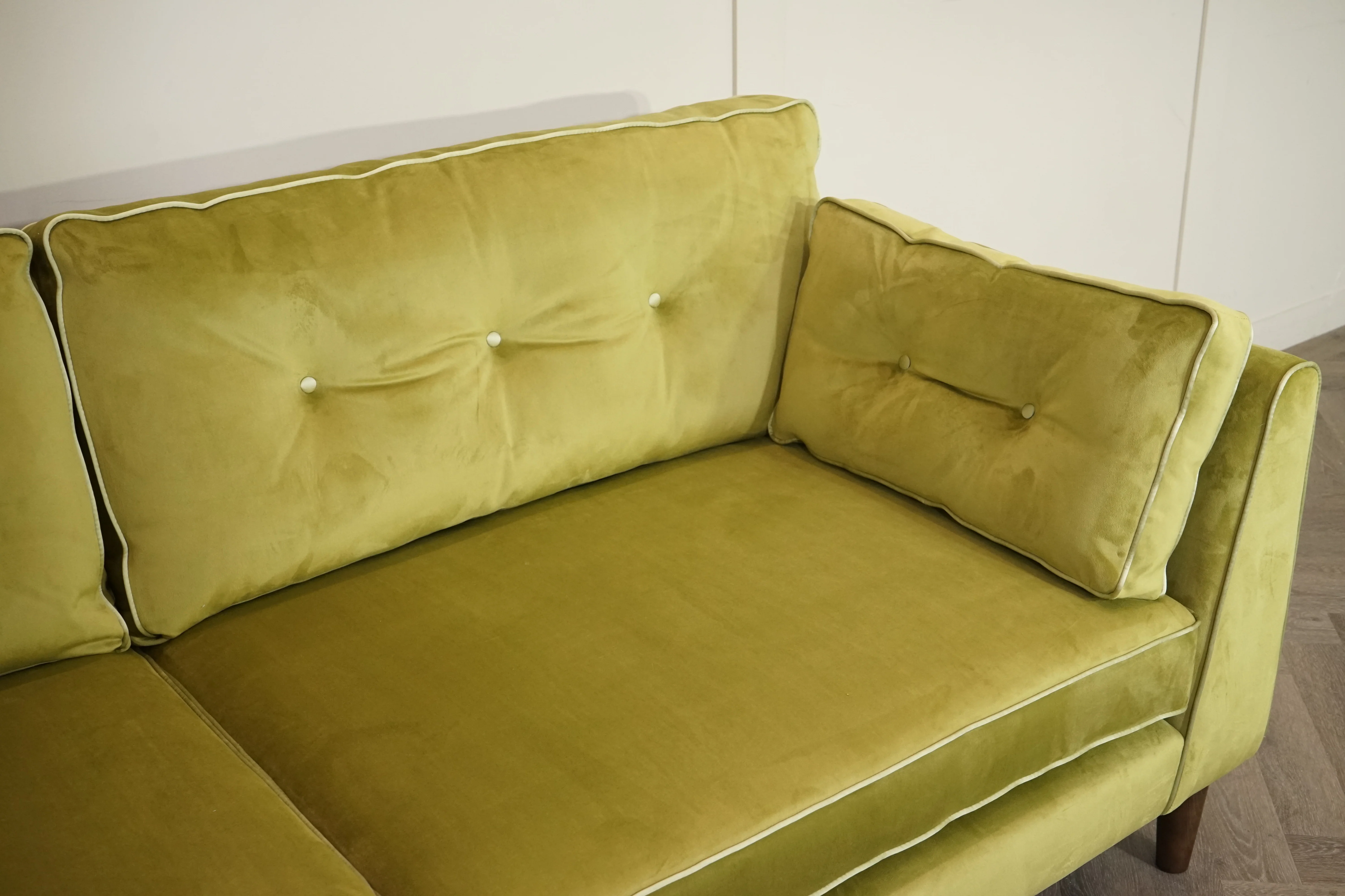 Century 4 Seater Sofa, Smooth Plush Olive - Image 9
