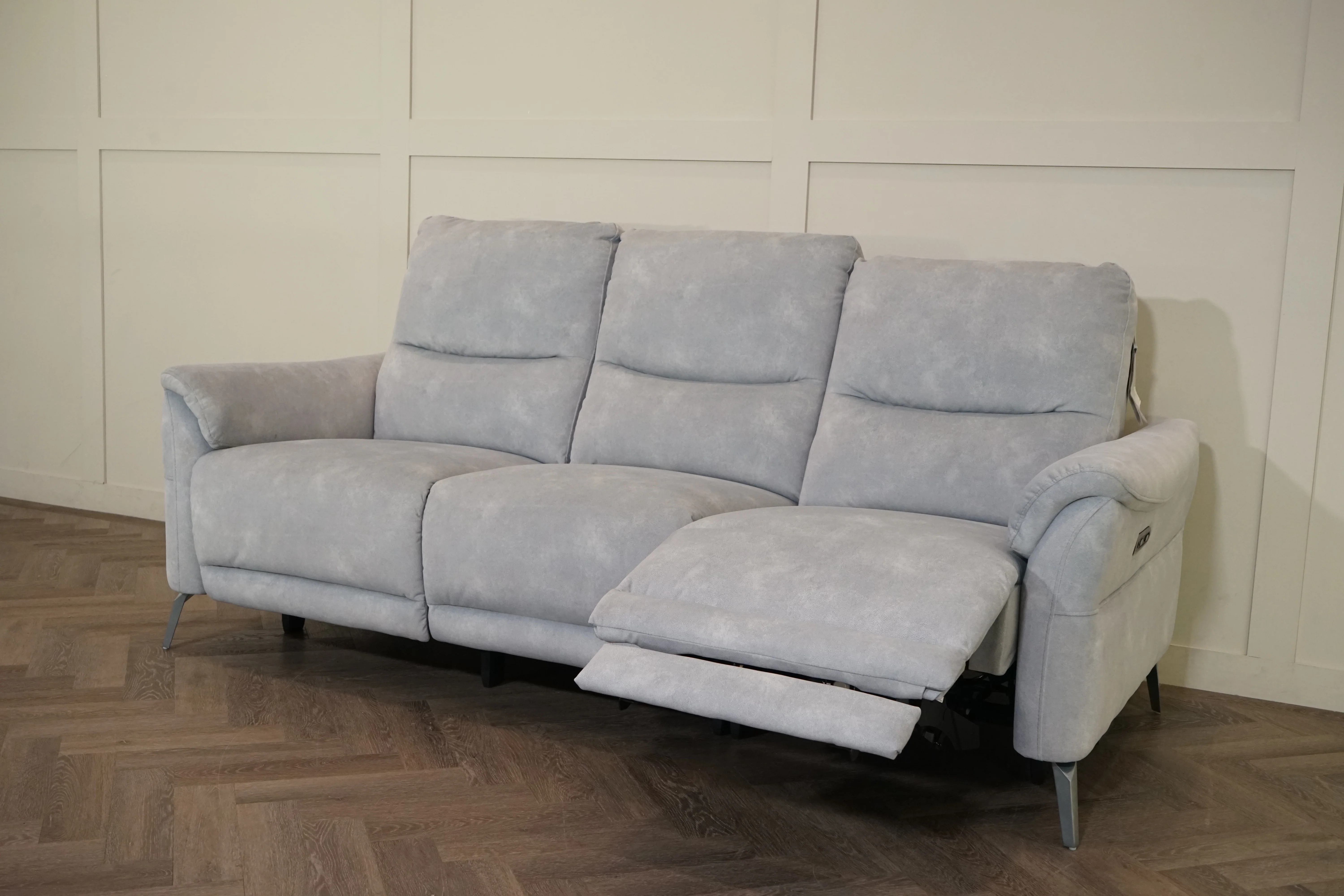 Daytona 3 Seater Fabric Power Recliner Sofa with Drop Down, Dexter Smoke - Image 6