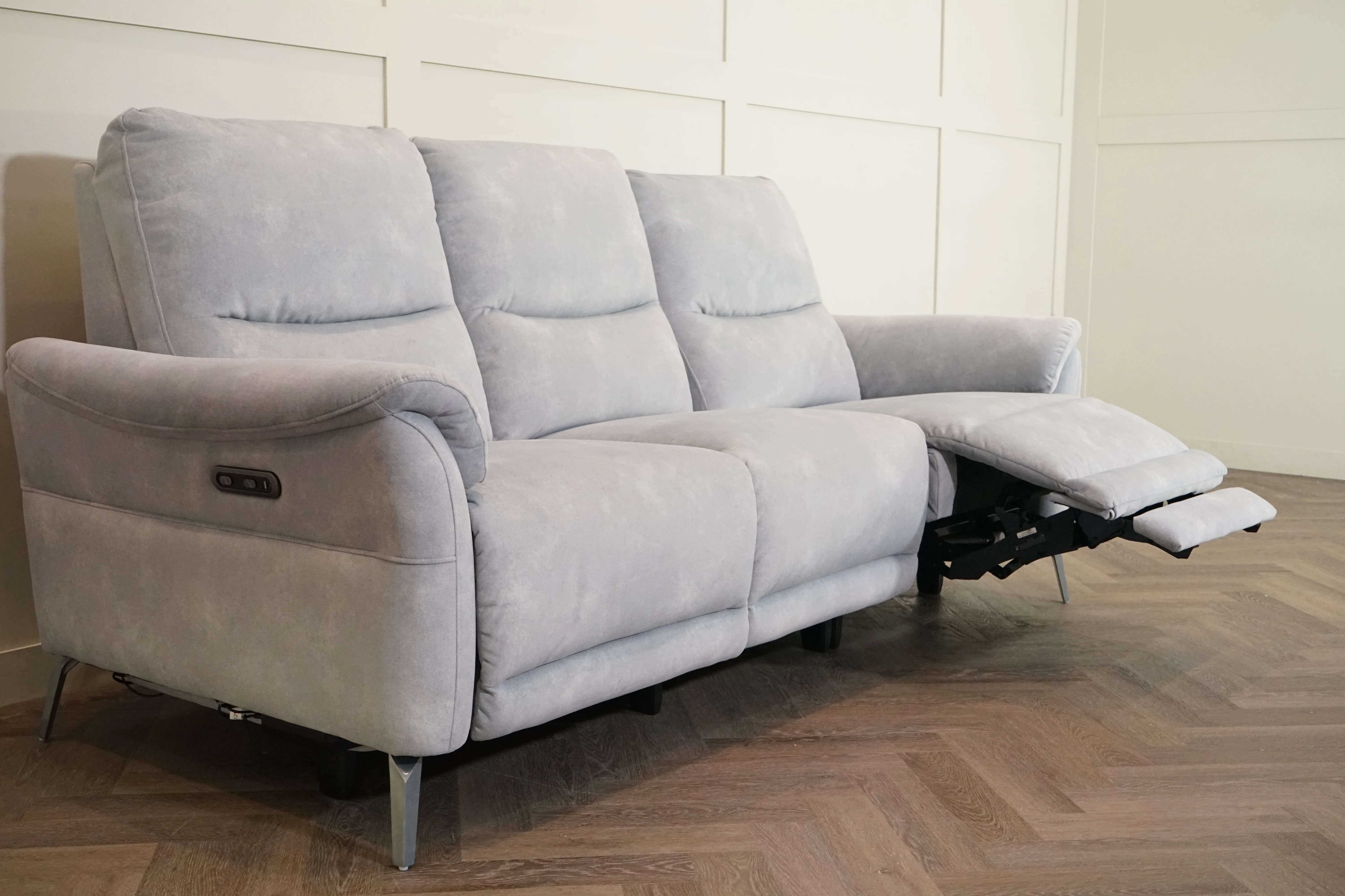 Daytona 3 Seater Fabric Power Recliner Sofa with Drop Down, Dexter Smoke - Image 8