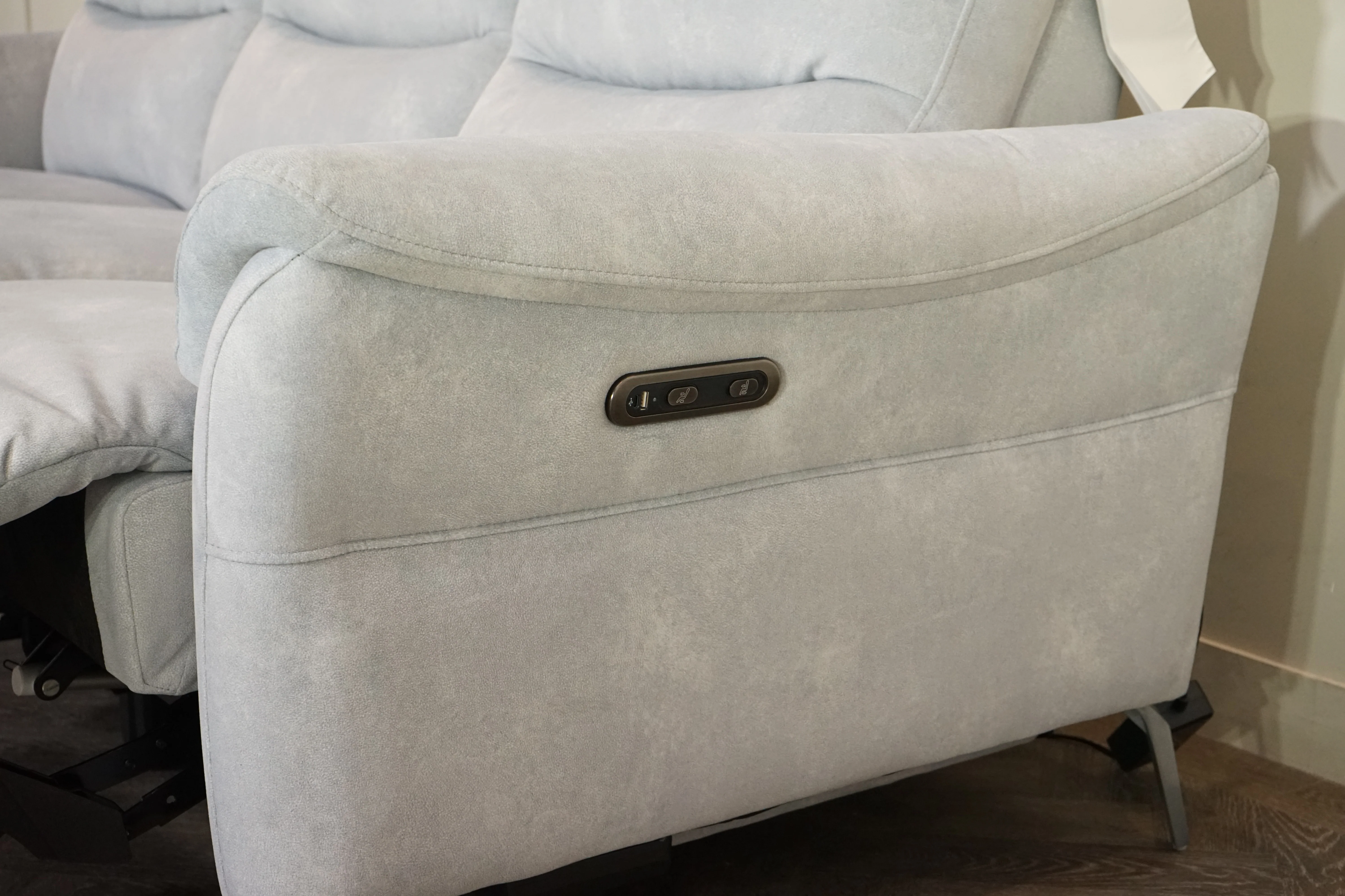 Daytona 3 Seater Fabric Power Recliner Sofa with Drop Down, Dexter Smoke - Image 9