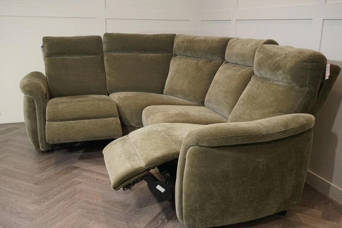 Dublin Modular Power Recliner Corner Sofa with Power Headrests, Olive Fabric - Image 11