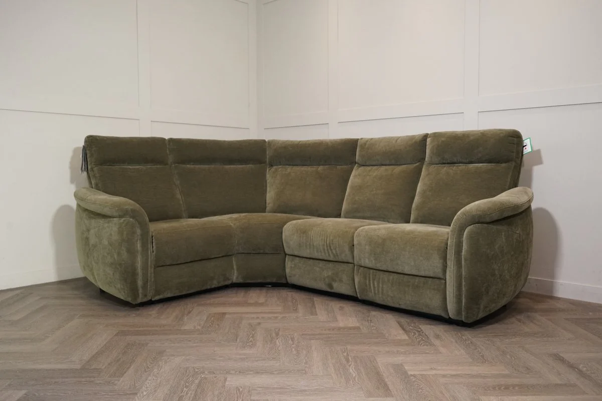 Dublin Modular Power Recliner Corner Sofa with Power Headrests, Olive Fabric - Image 4