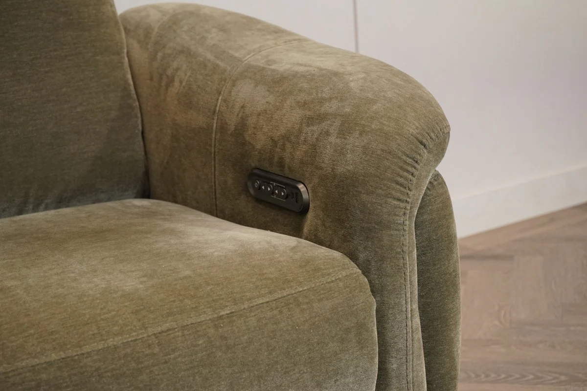 Dublin Modular Power Recliner Corner Sofa with Power Headrests, Olive Fabric - Image 5
