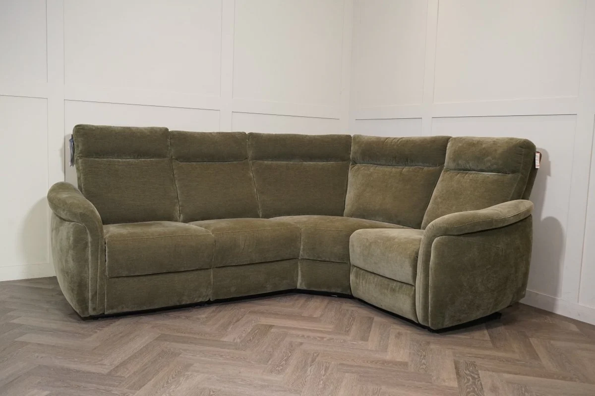 Dublin Modular Power Recliner Corner Sofa with Power Headrests, Olive Fabric - Image 6