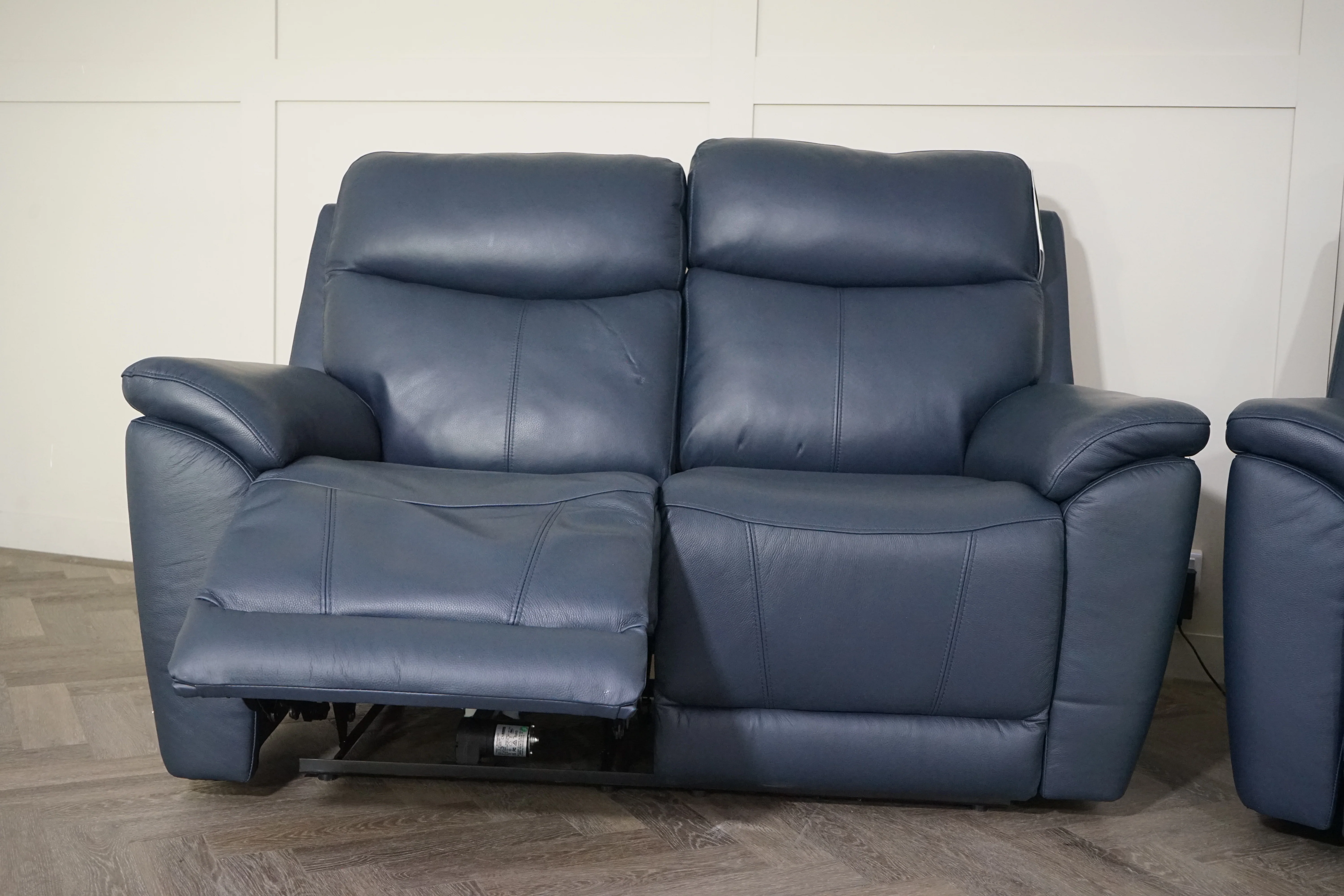 Eldwick Leather 3 + 2 Seater Power Recliner Sofa Set, Midnight Blue - Image 10