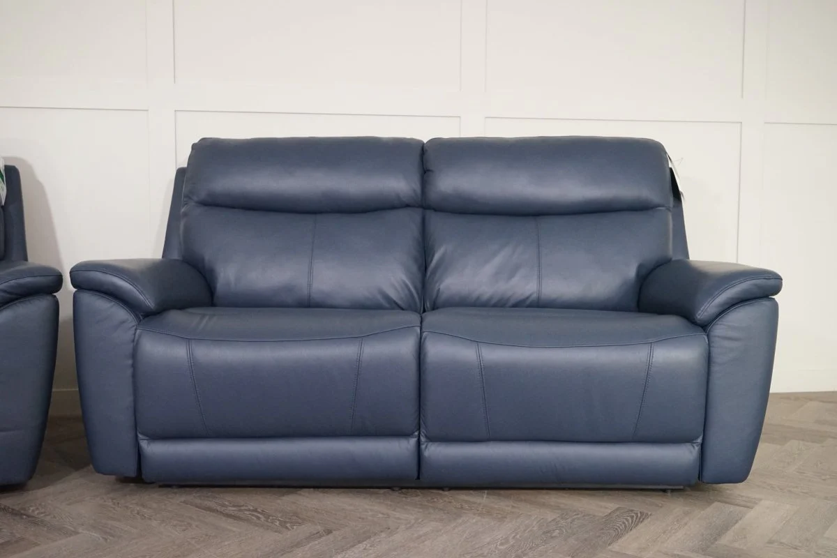 Eldwick Leather 3 + 2 Seater Power Recliner Sofa Set, Midnight Blue - Image 7