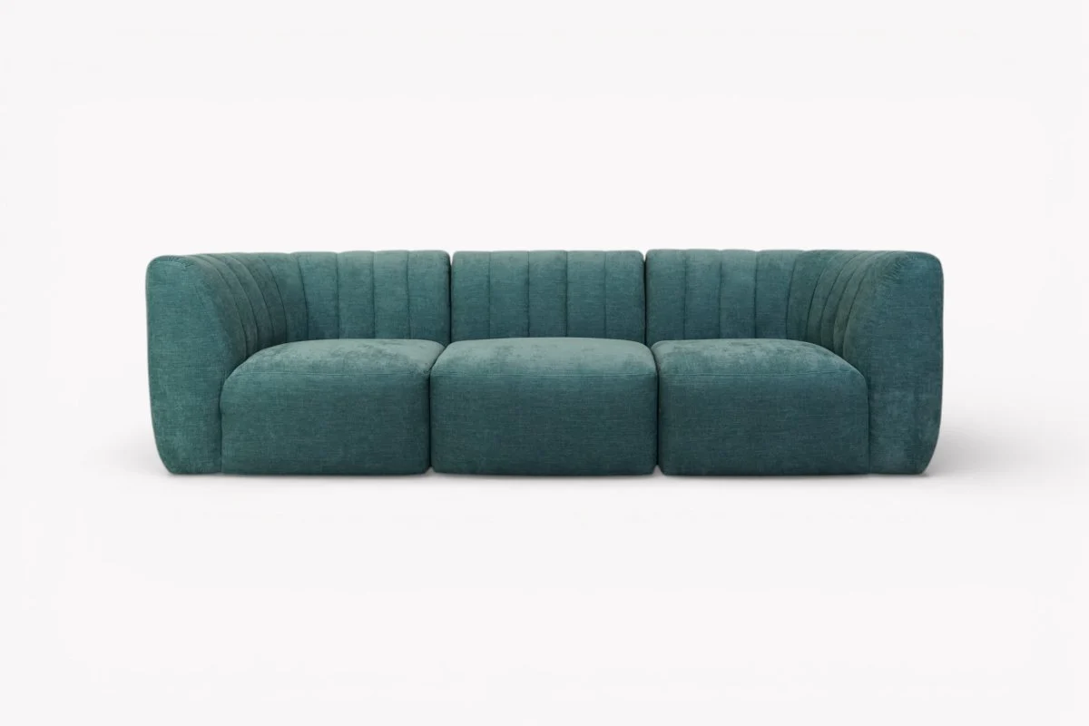Flow Grand 3 Seater Sofa, Easy Clean Chenille Teal