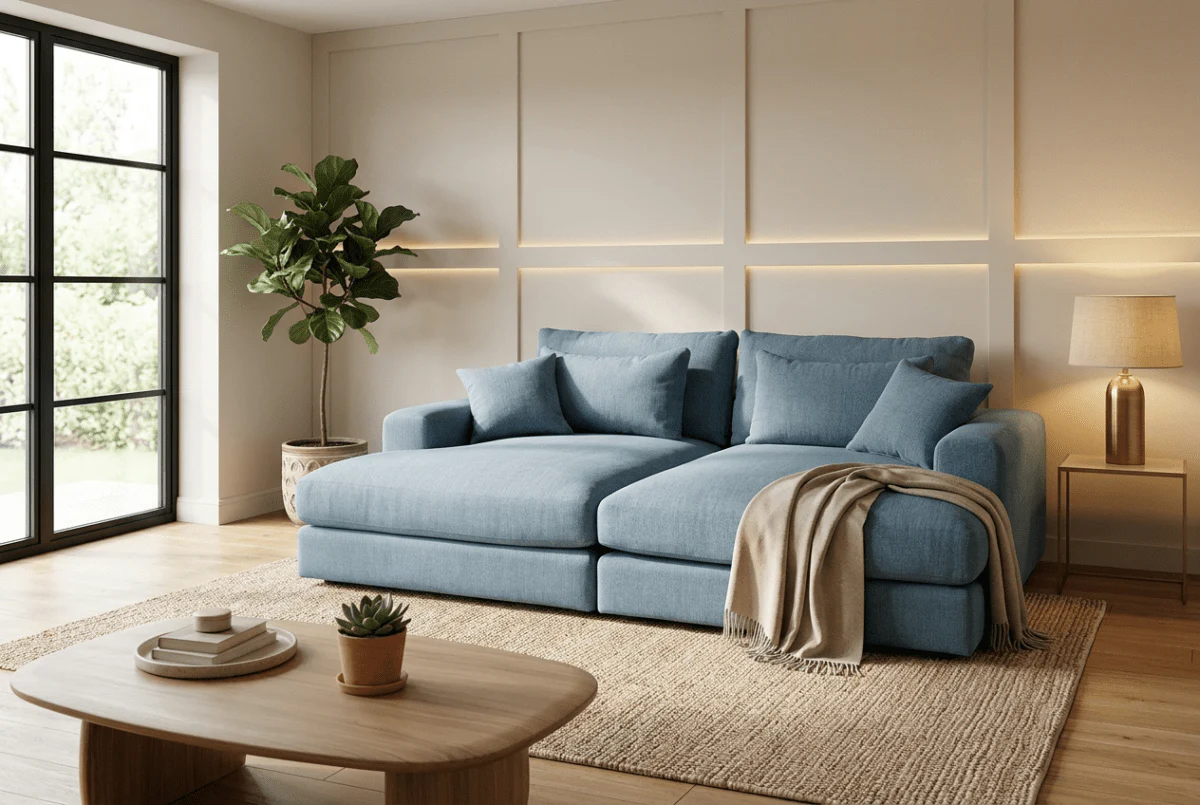 Giovanni Large Fabric Chaise Sofa Unit, Tuscan Midnight - Image 2