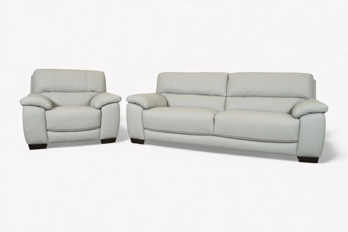 Haven Large 3 Seater Leather Sofa & Armchair, Dove Grey