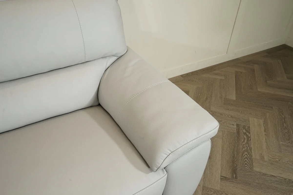 Haven Large 3 Seater Leather Sofa & Armchair, Dove Grey - Image 4
